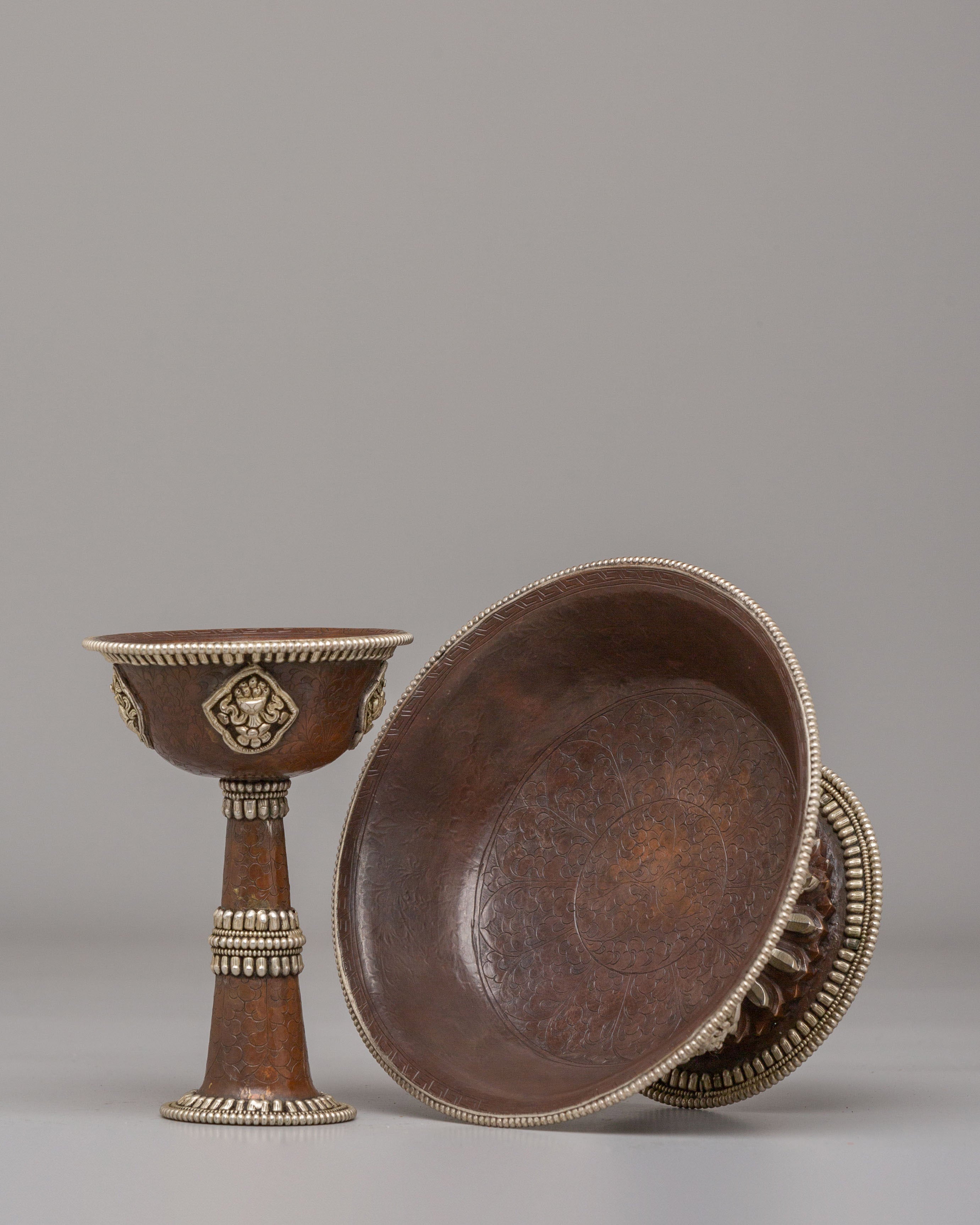 Handmade Tibetan Serkyem Vessel | Offering Vessels for Ritual Ceremonies
