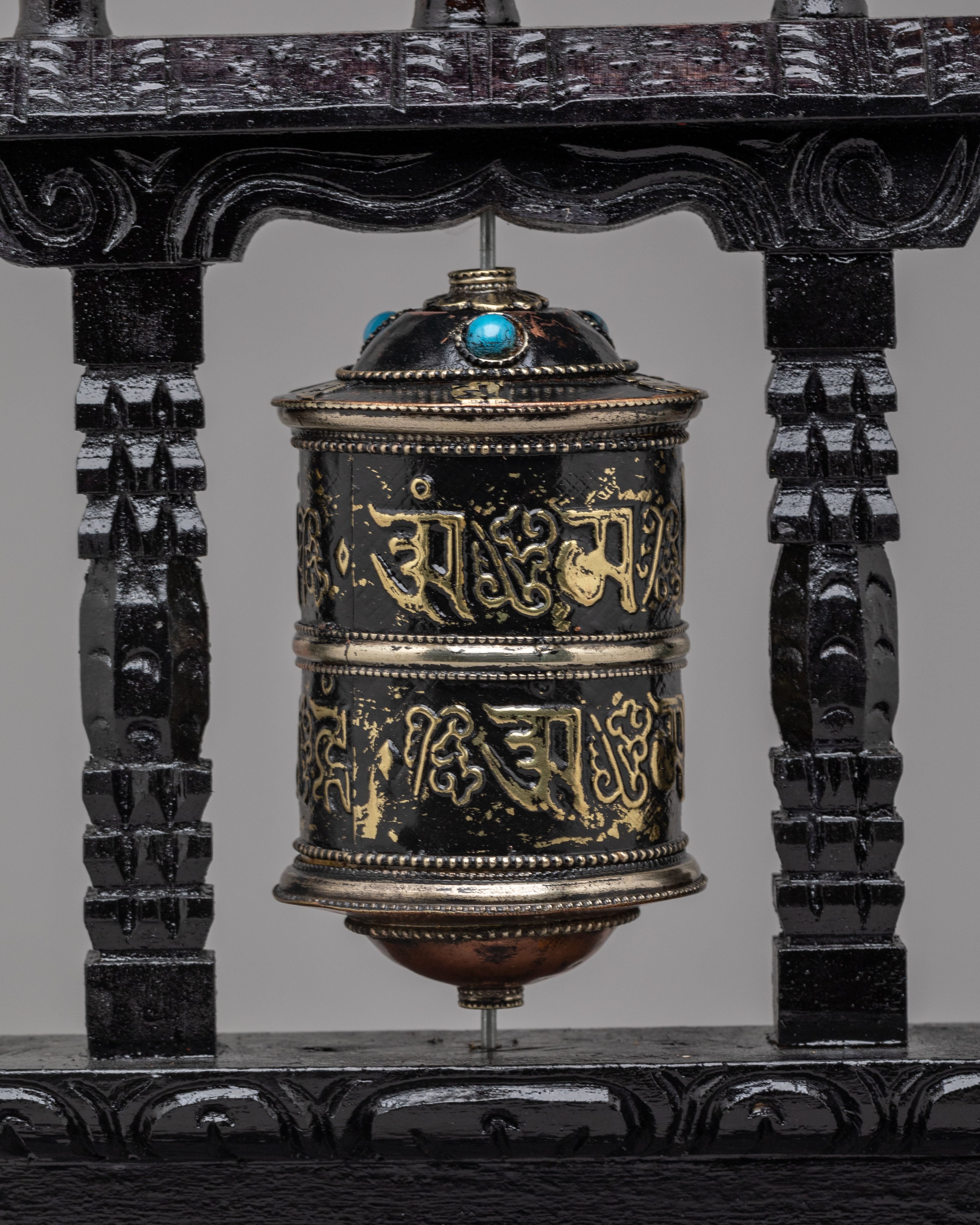 Rotating Tibetan Prayer Wheel for Blessings | Handcrafted Mantra Spinner