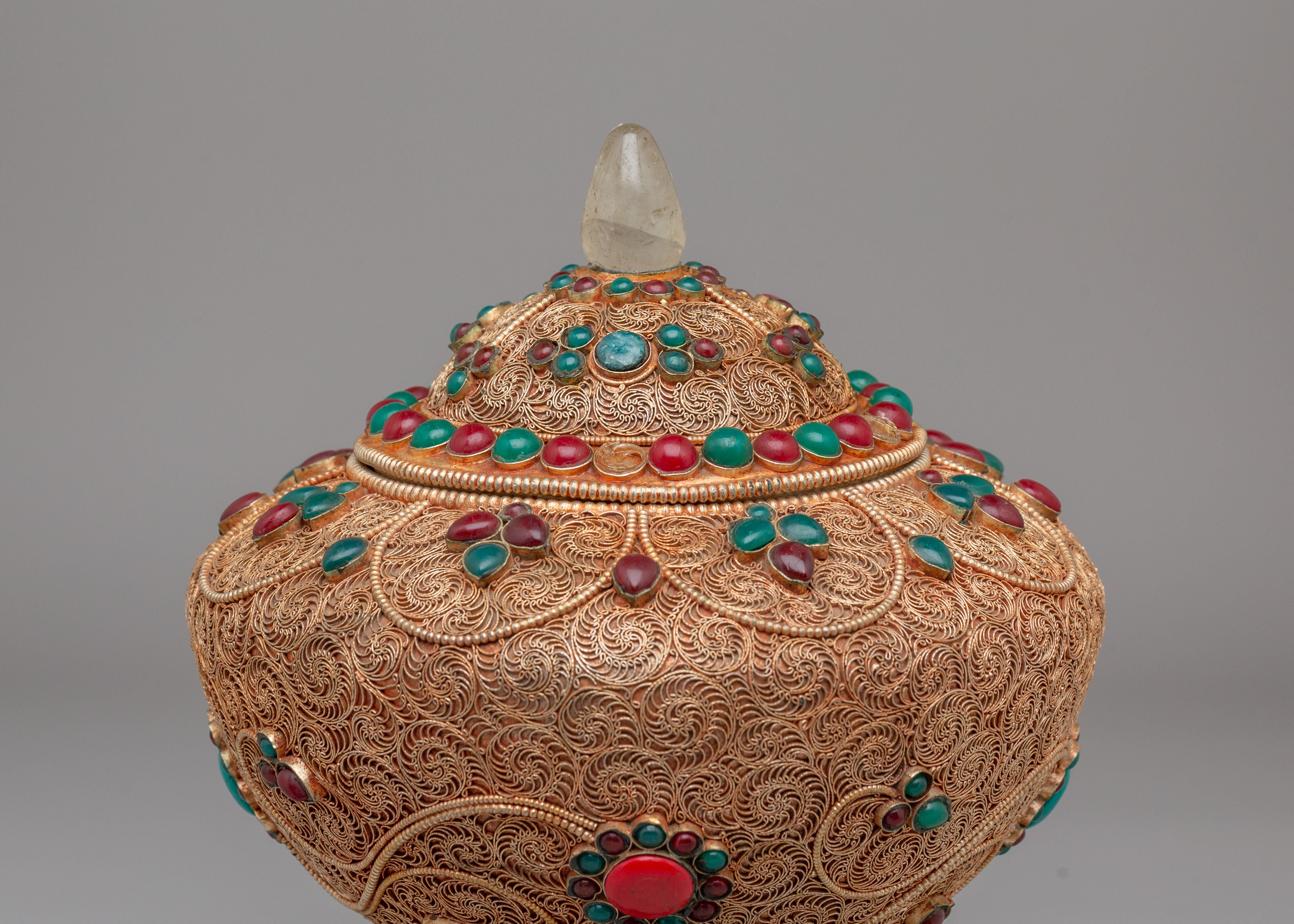 Tibetan Filigree Rice Pot | Handcrafted Ritual Vessel