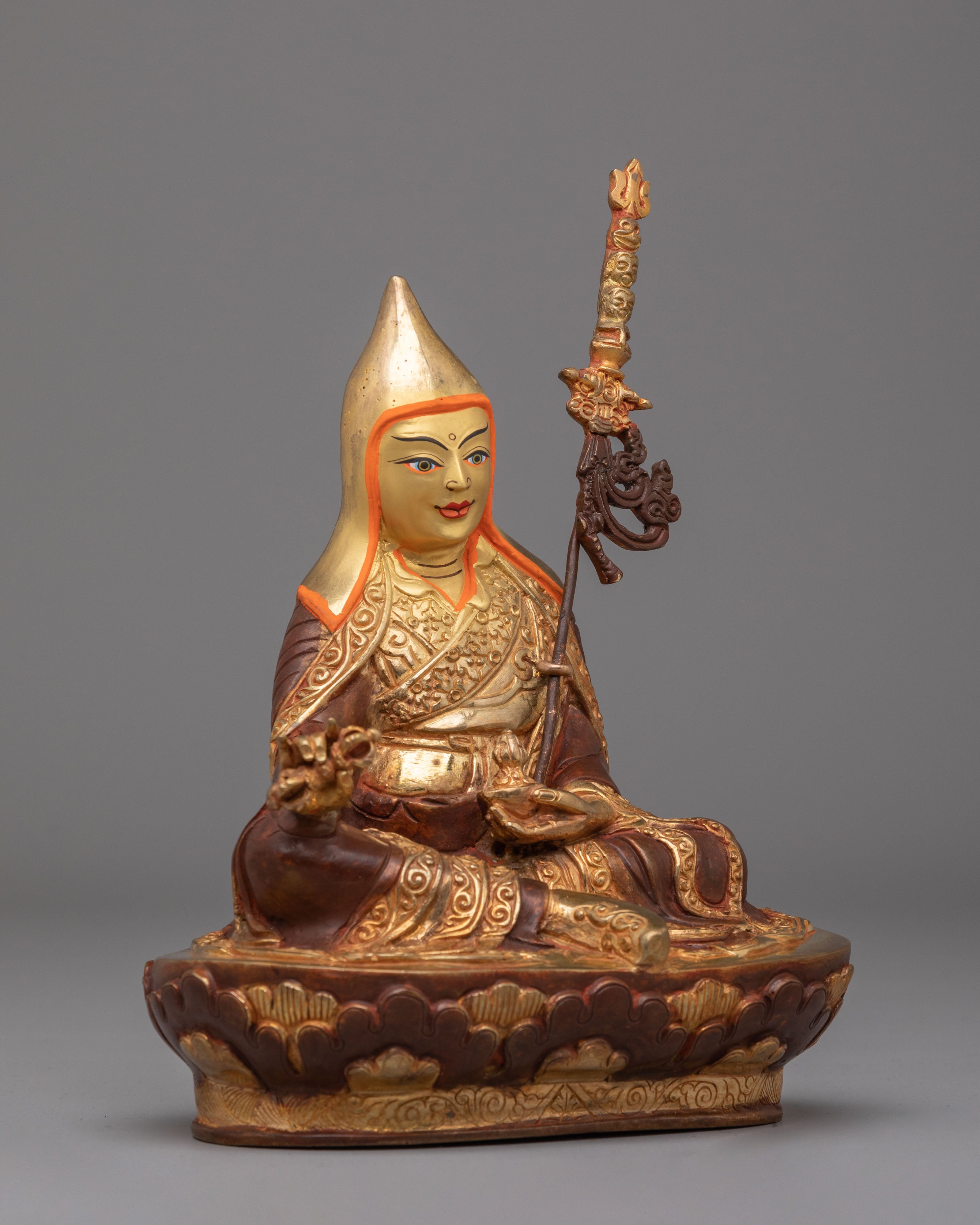 Guru Rinpoche Altar Statue | 24K Gold Plated Padmasambhava Statue