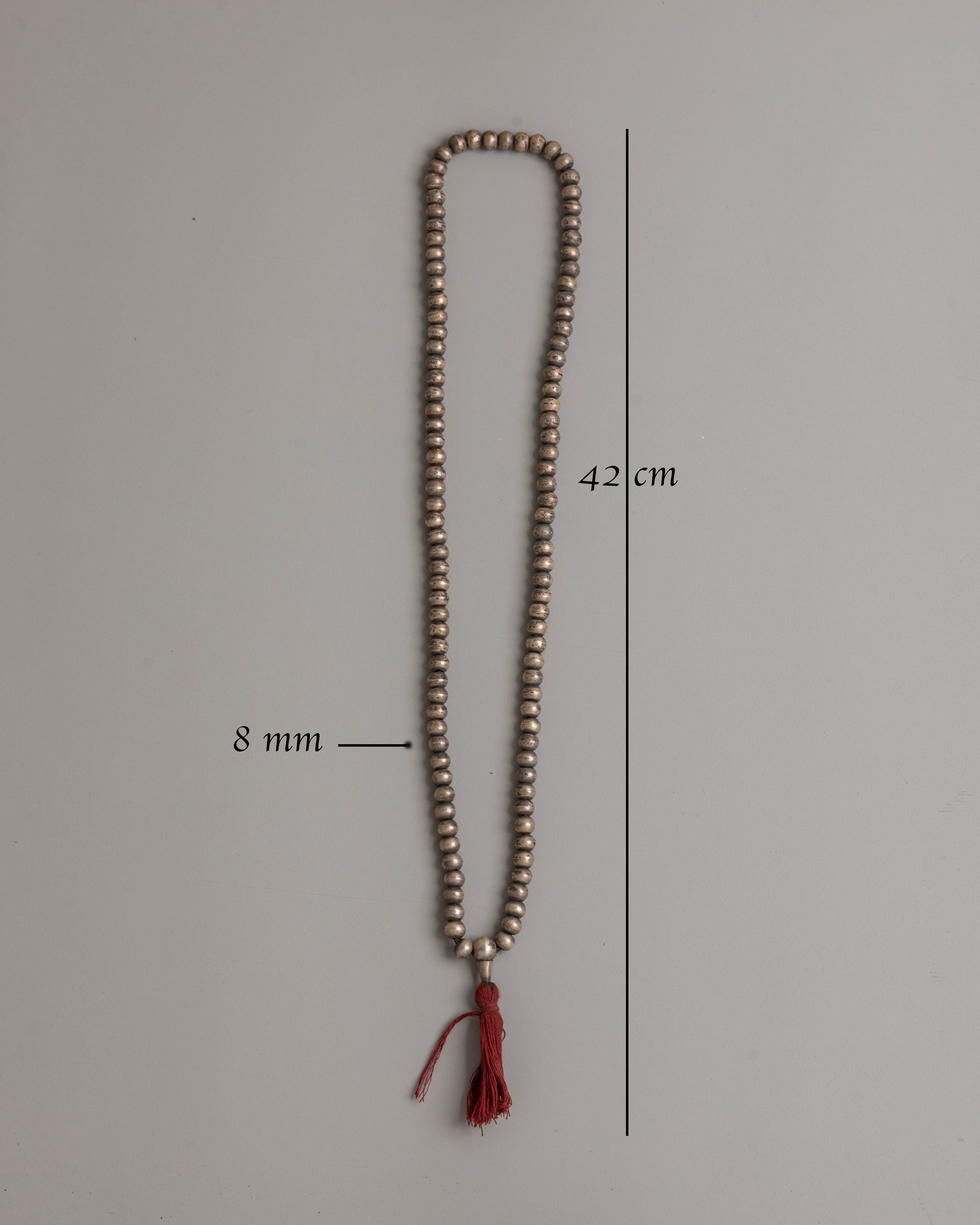Buddhist Handmade Mala | Silver Prayer Beads