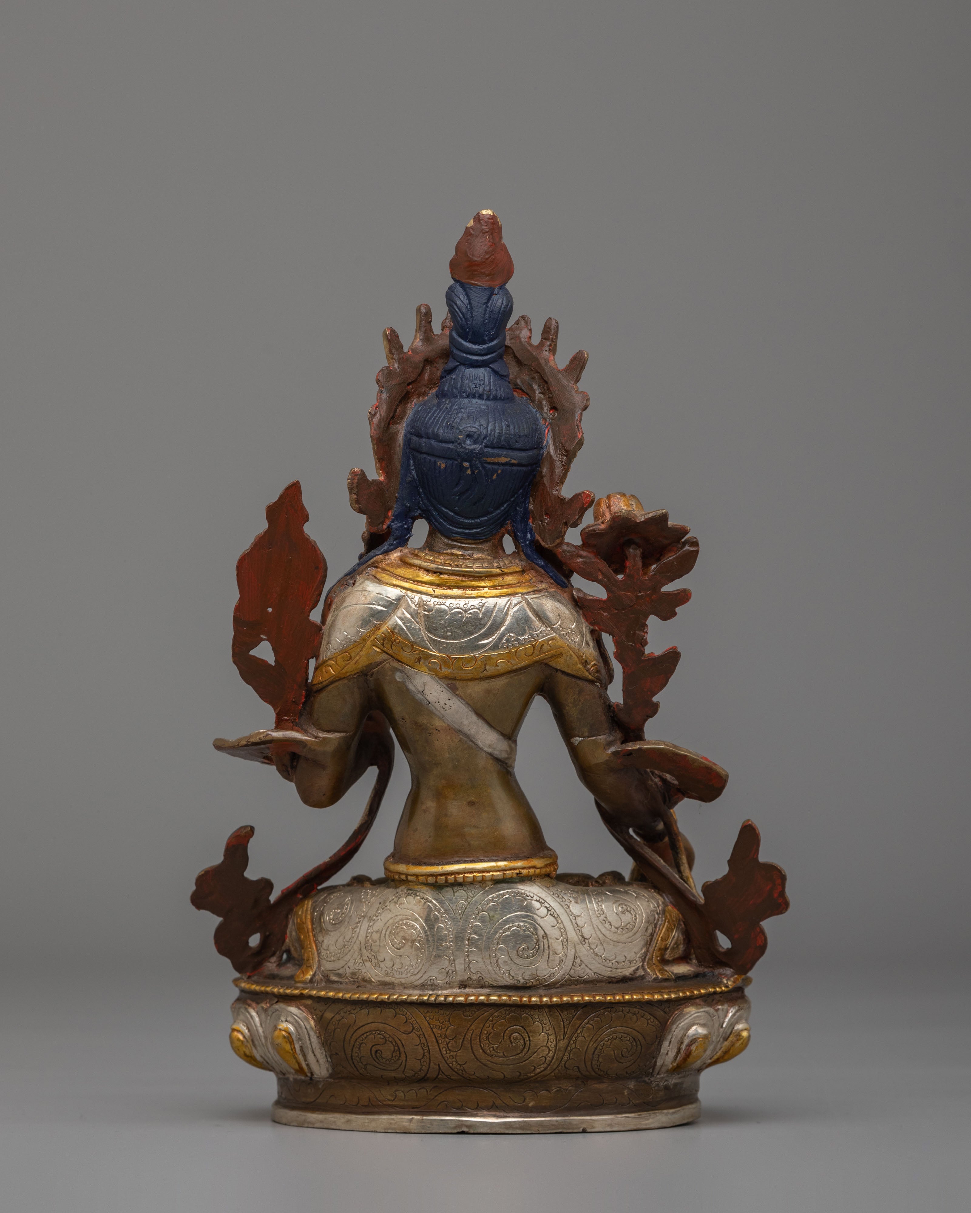 Himalayan White Tara Statue for Altar | Oxidized Copper Body