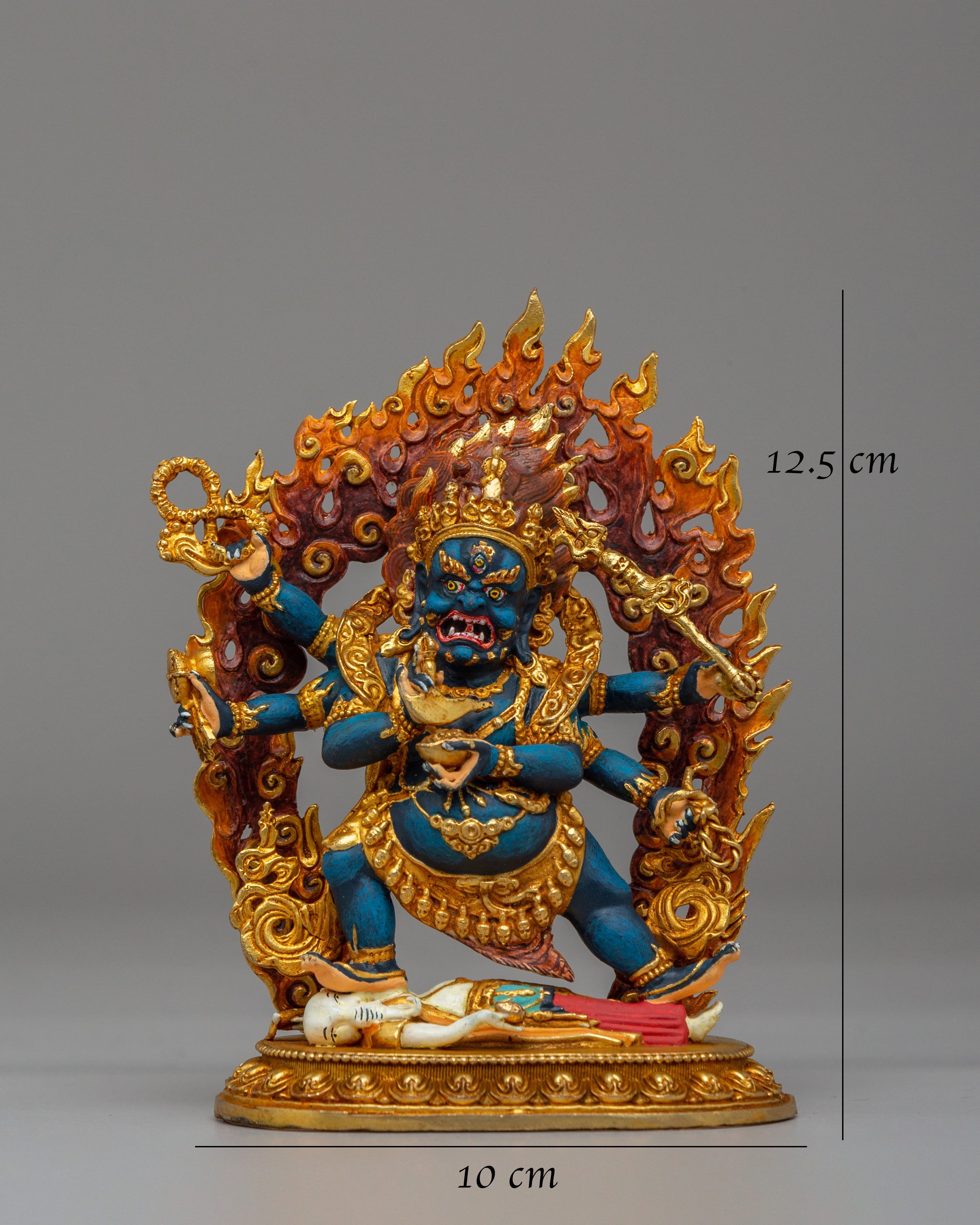 Sacred Six-Armed Mahakala Statue | Traditional Tibetan Buddhist Artwork