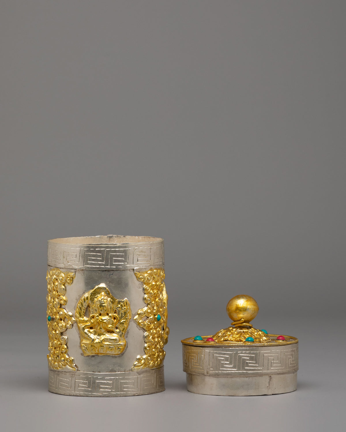 Handcrafted Himalayan Jewelry Box | Copper Box with Electro Gold and Silver Plating