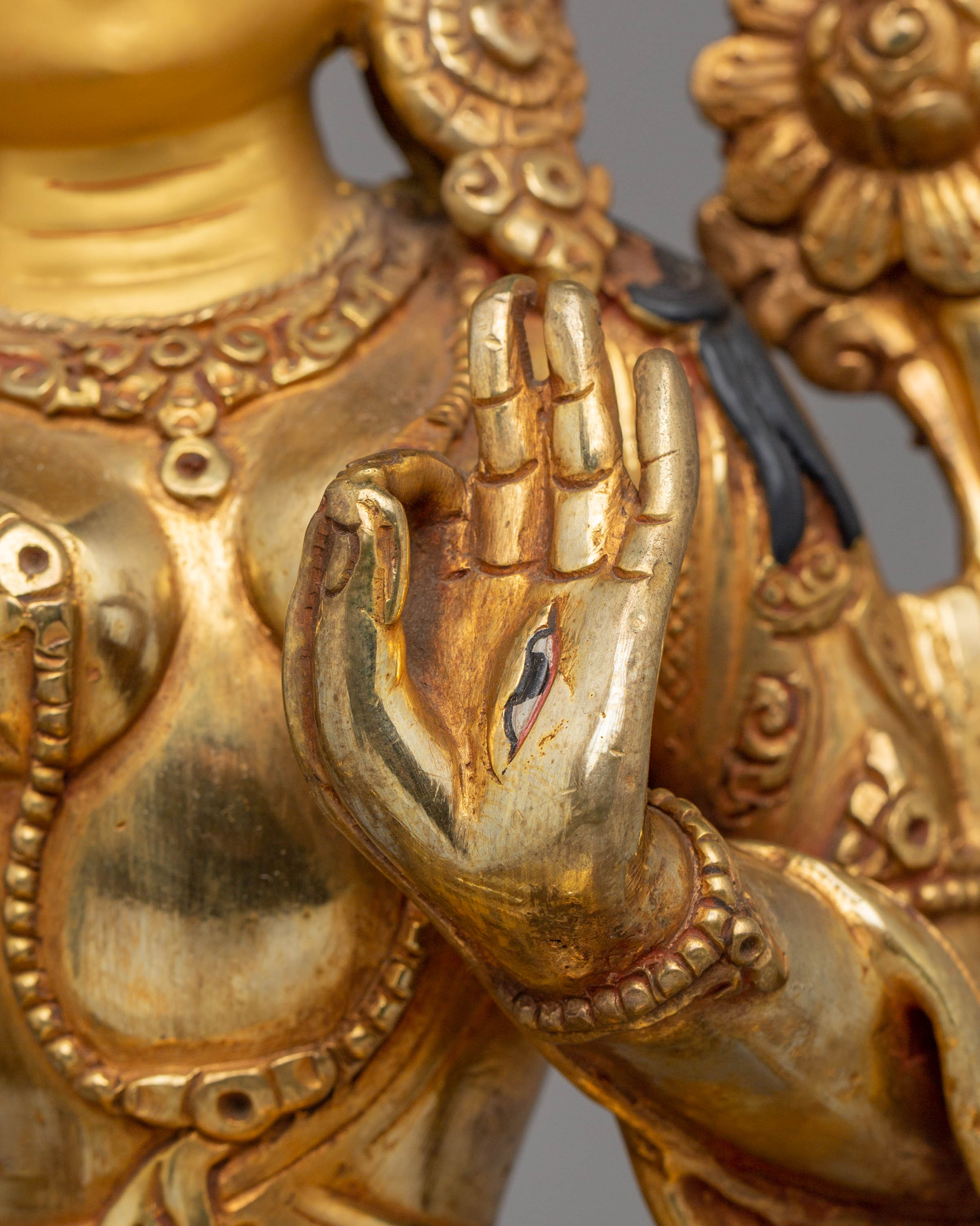 Handcrafted White Tara Copper Statue with 24K Gold Gilding