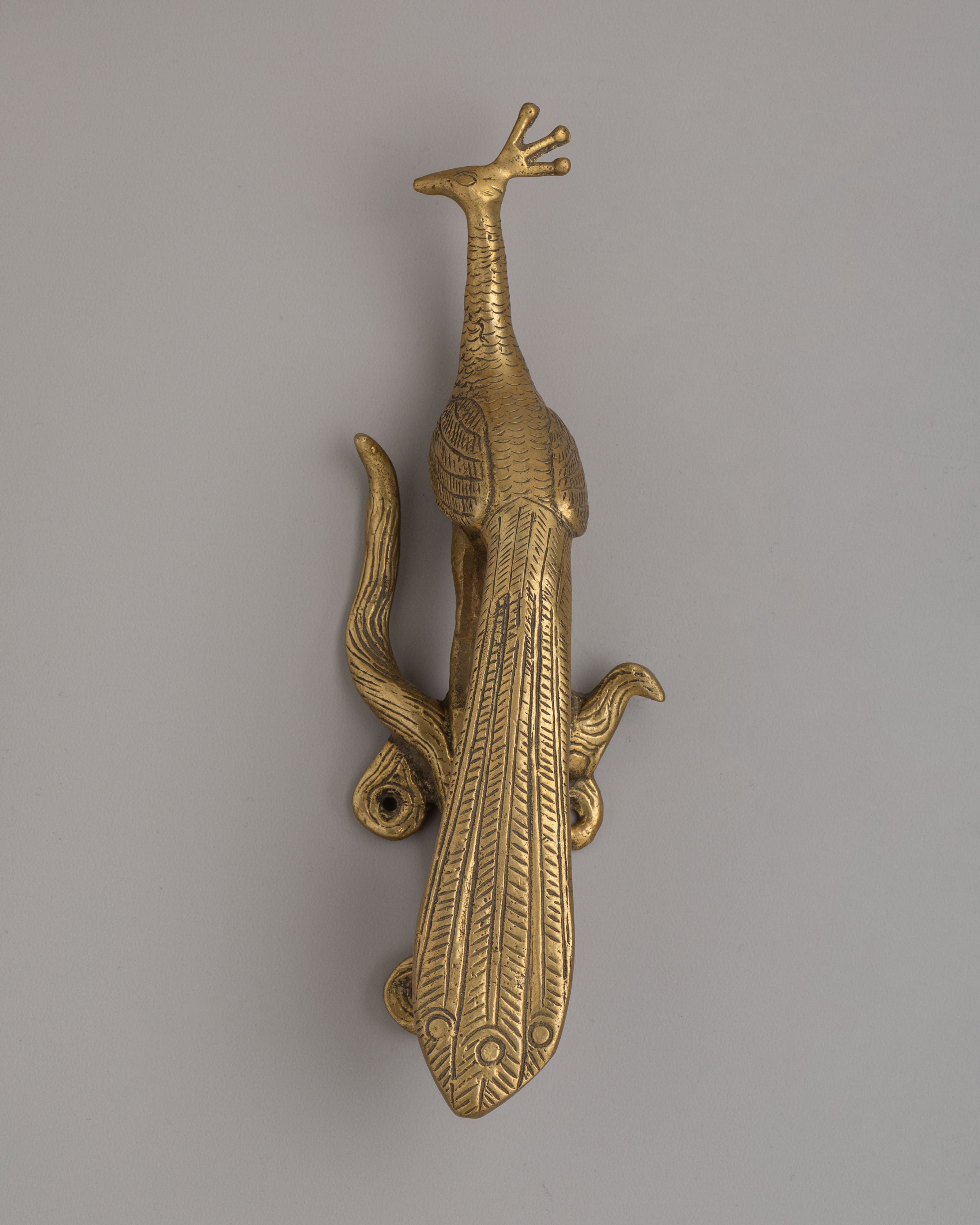 Handmade Peacock Door Handle | Brass Artwork