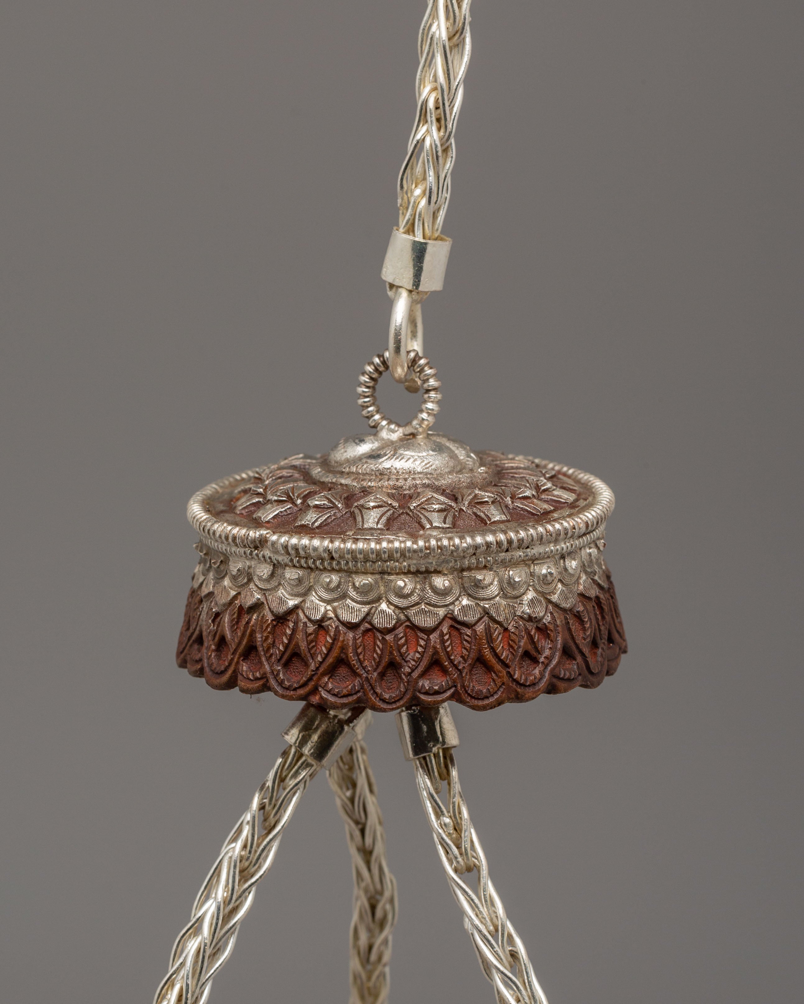 Tibetan Sacred Incense Burner | Oxidized Copper Body with Silver Plating