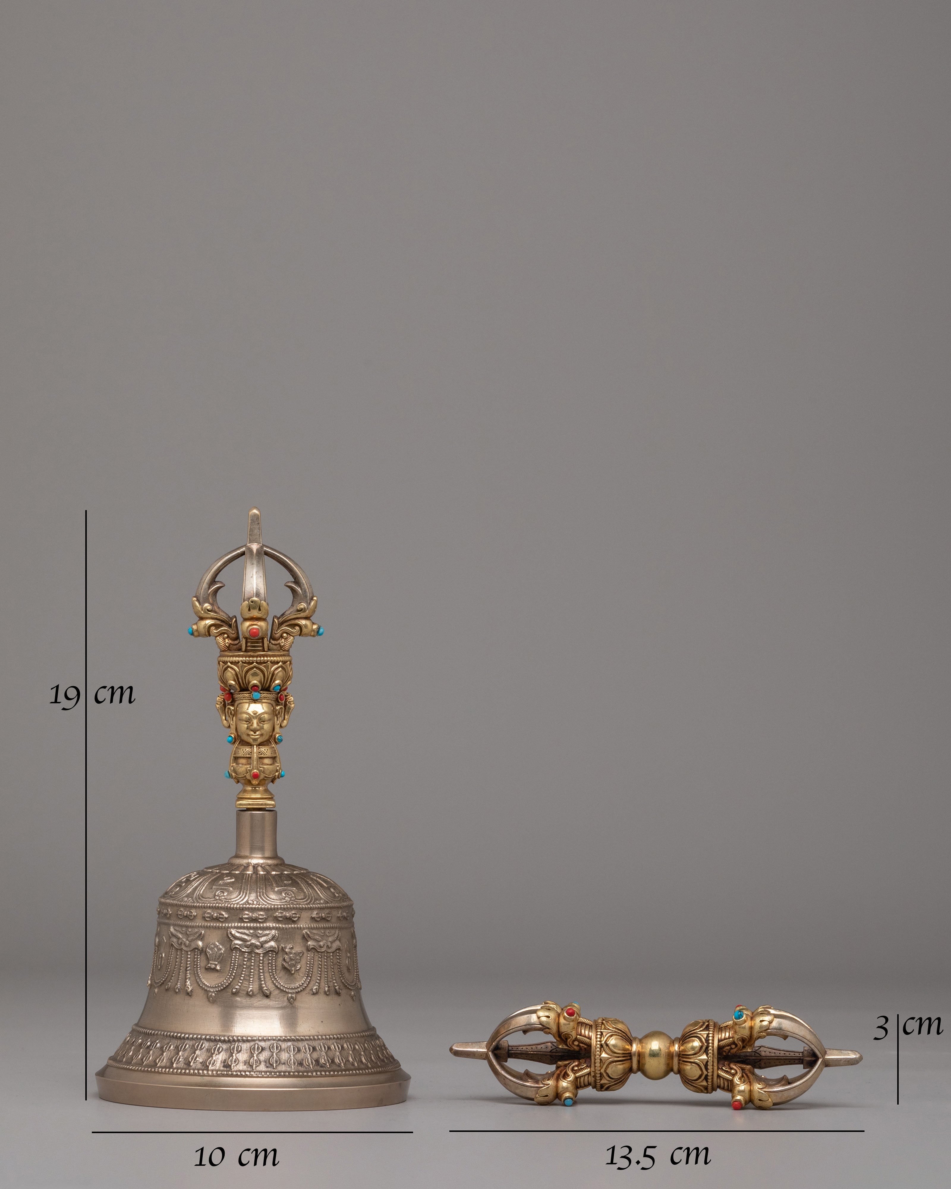 Traditional Tibetan Ritual Bell and Vajra Set | Handcrafted Altar Tools