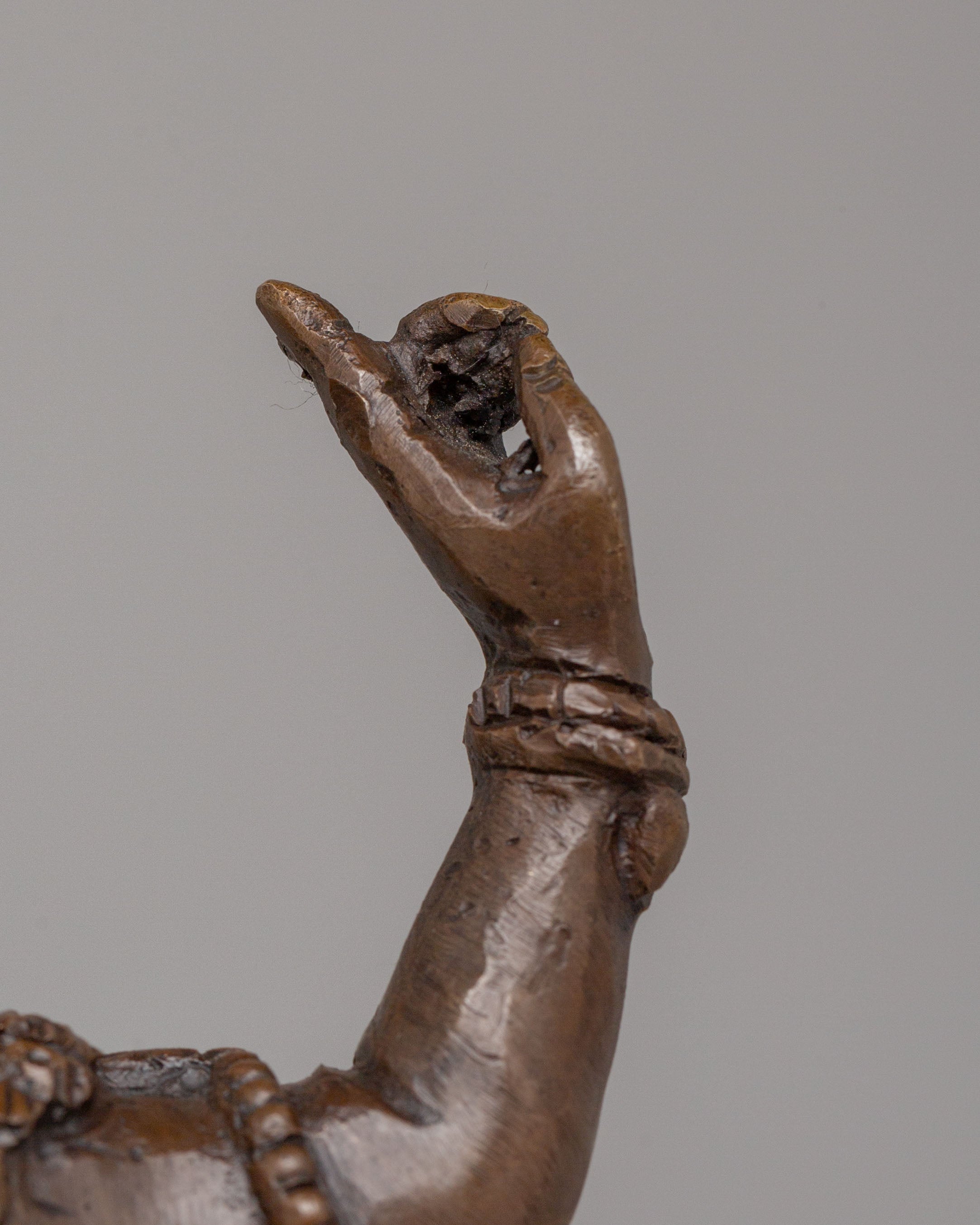 Tibetan Virupa Shrine Sculpture | Oxidized Copper Altar Figurine