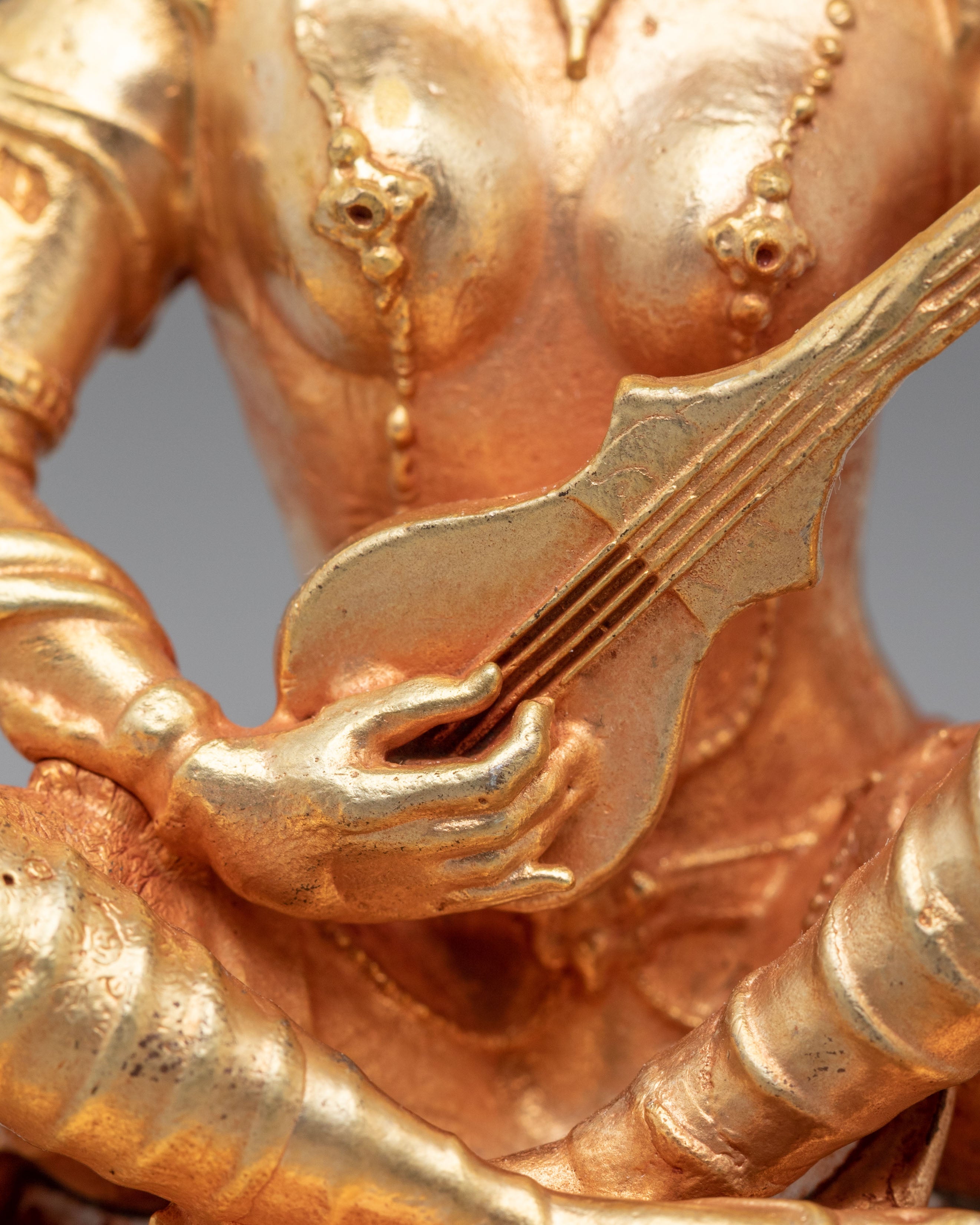 Goddess of Knowledge Saraswati Statue | 24K Gold Plated Saraswati