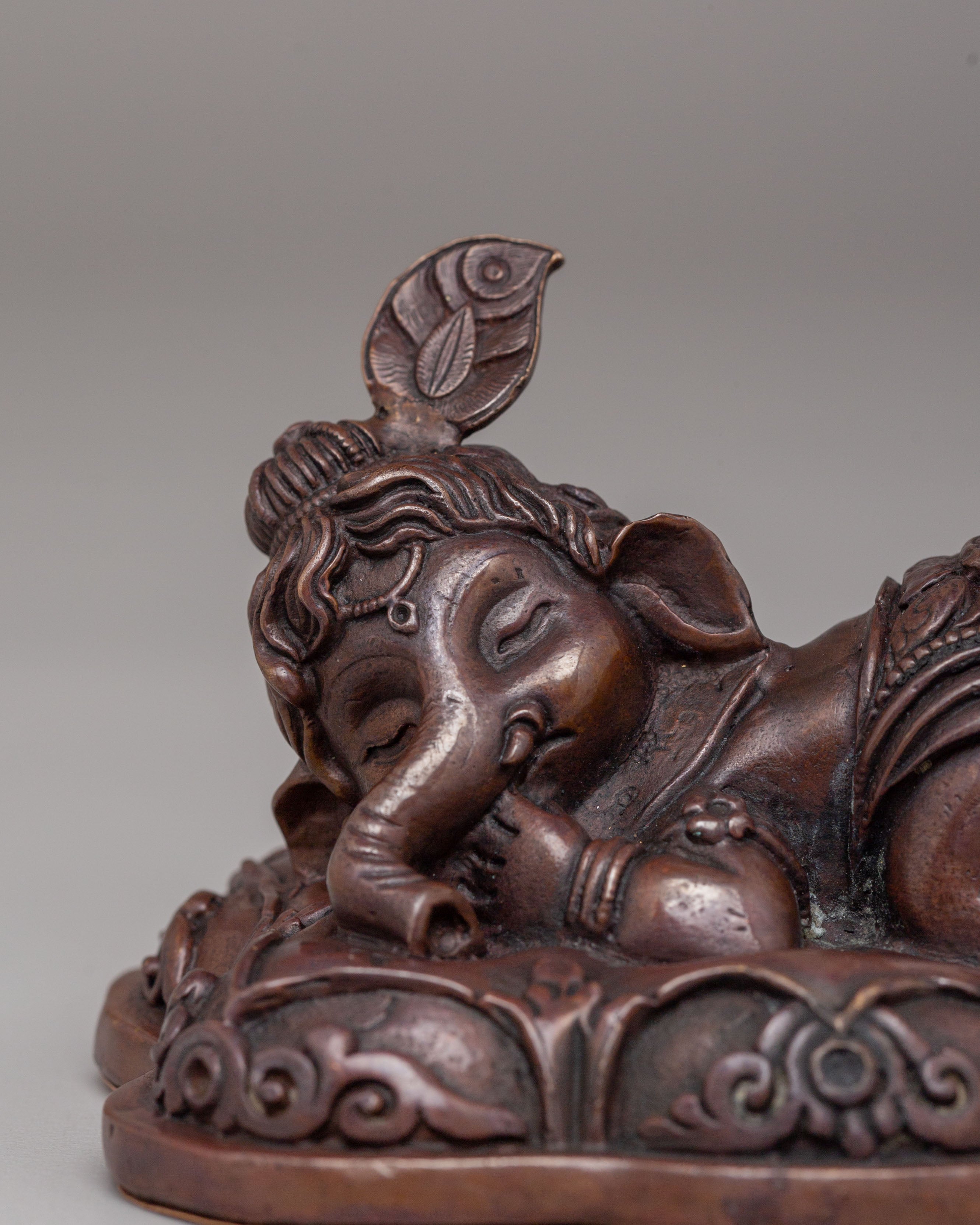 Himalayan Ganesha Deity Statue | Oxidized Copper Ganapati Sculpture
