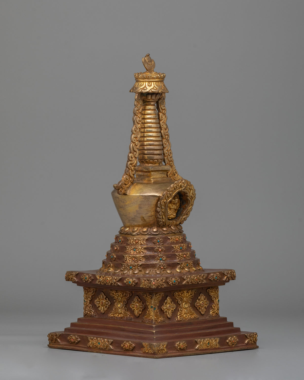 Traditional Altar Lotus Blossom Stupa | Tibetan Buddhist Decor