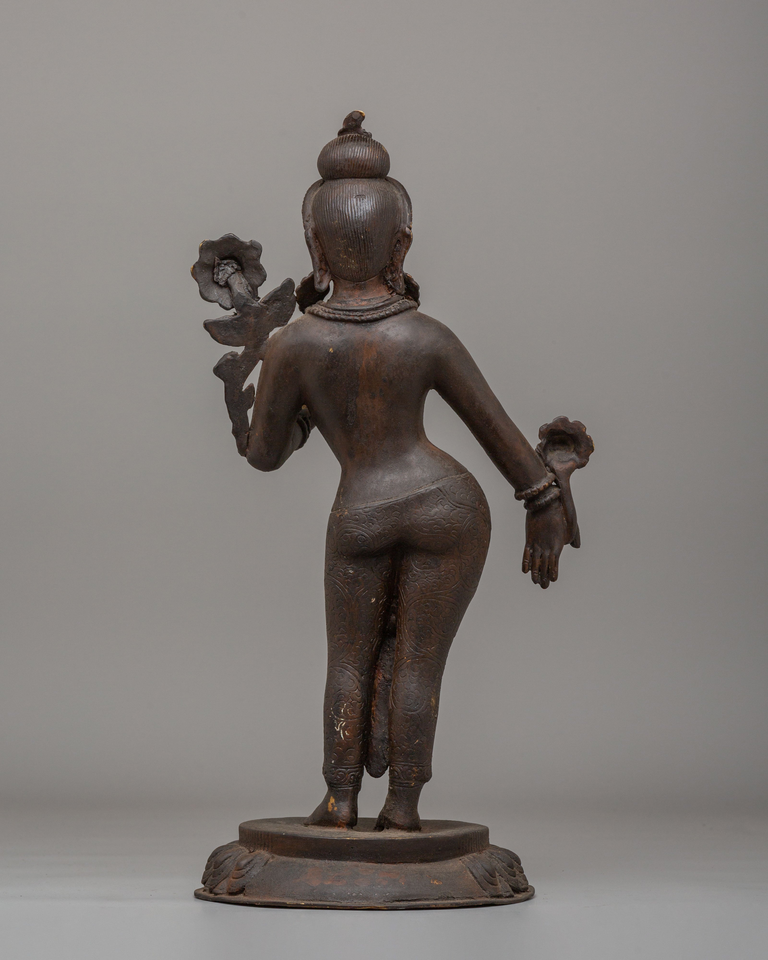 Himalayan Standing Tara Statue | Antique Finish Sculpture