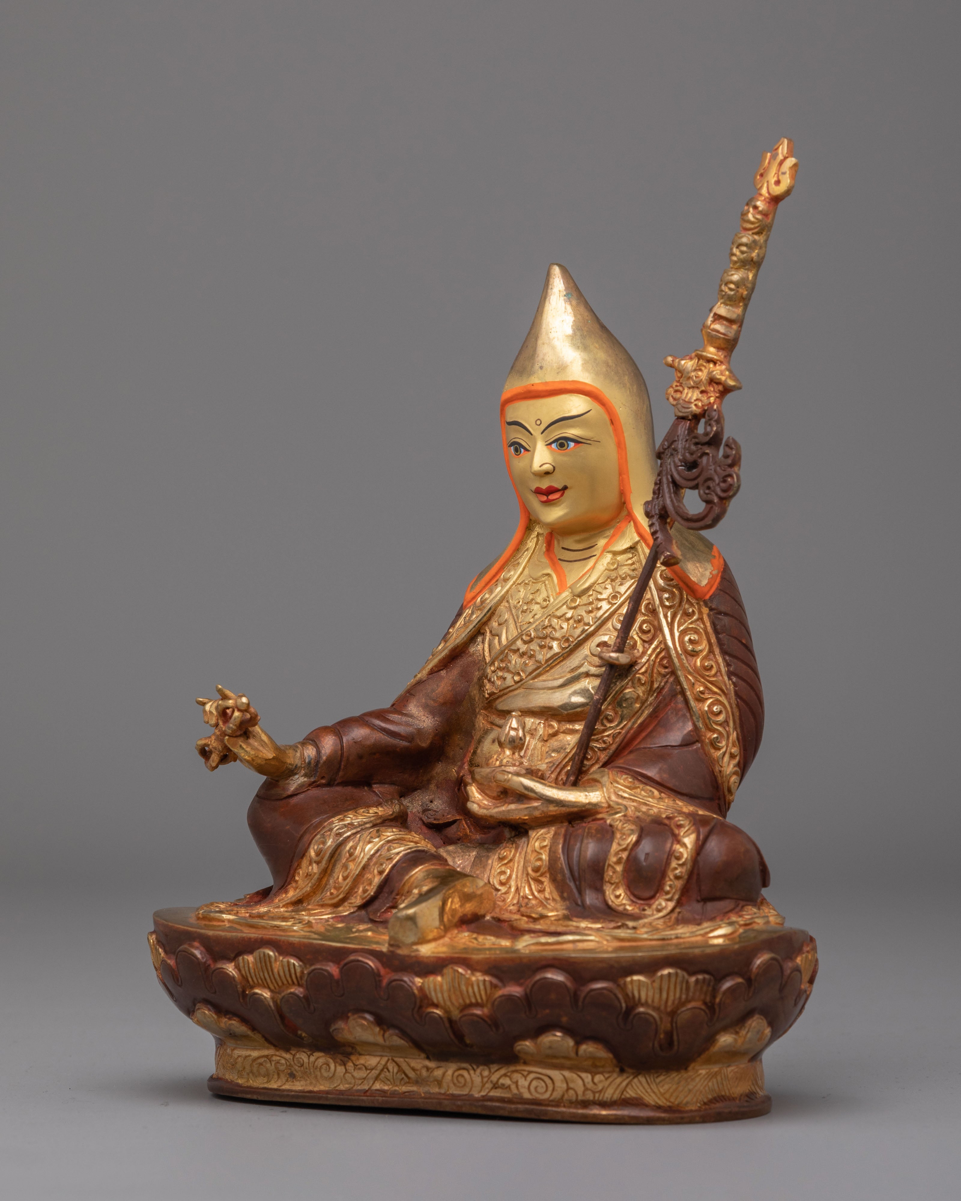 Guru Rinpoche Altar Statue | 24K Gold Plated Padmasambhava Statue