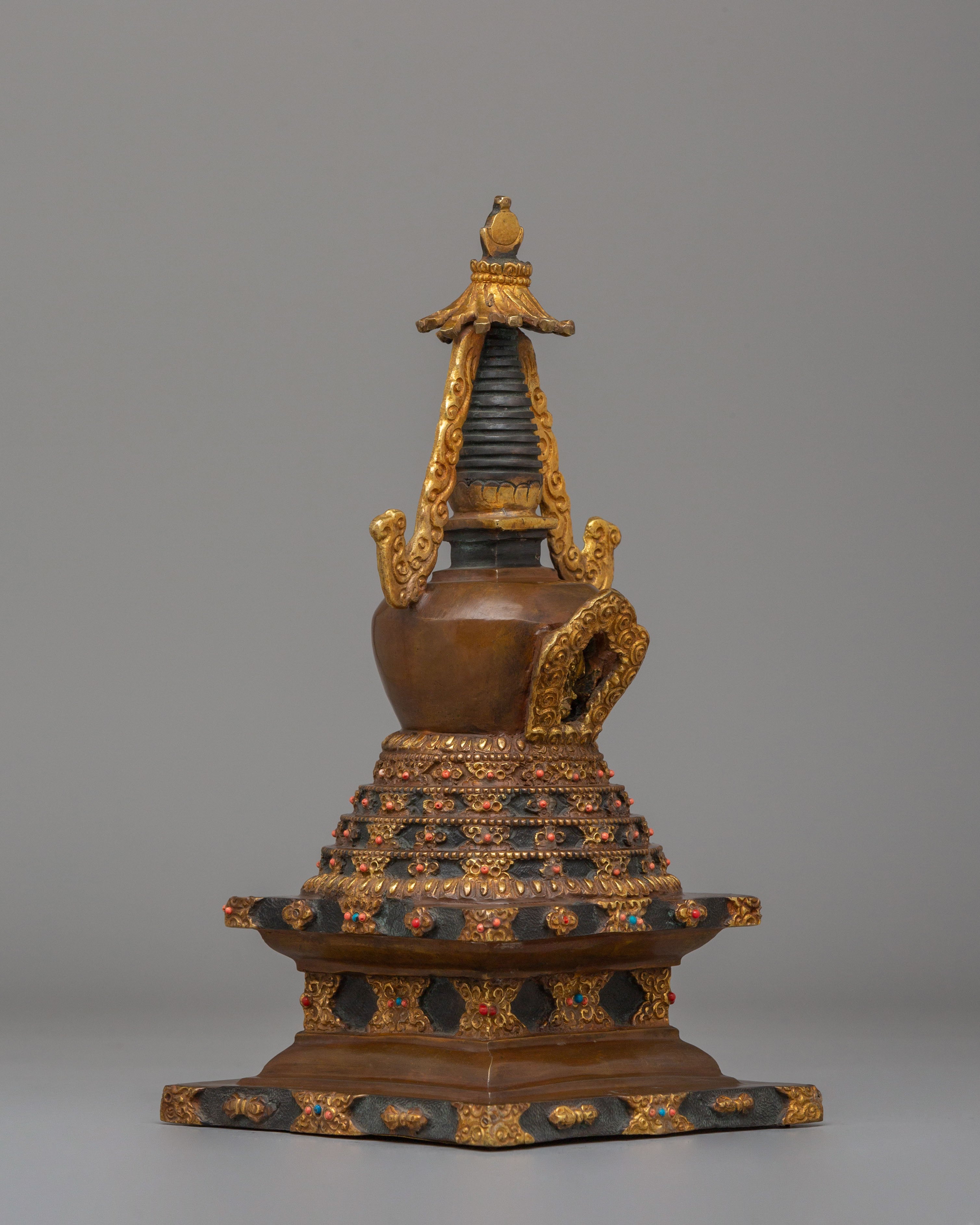 Sacred Lotus Blossom Stupa for Altar | Tibetan Buddhist Shrine Decor