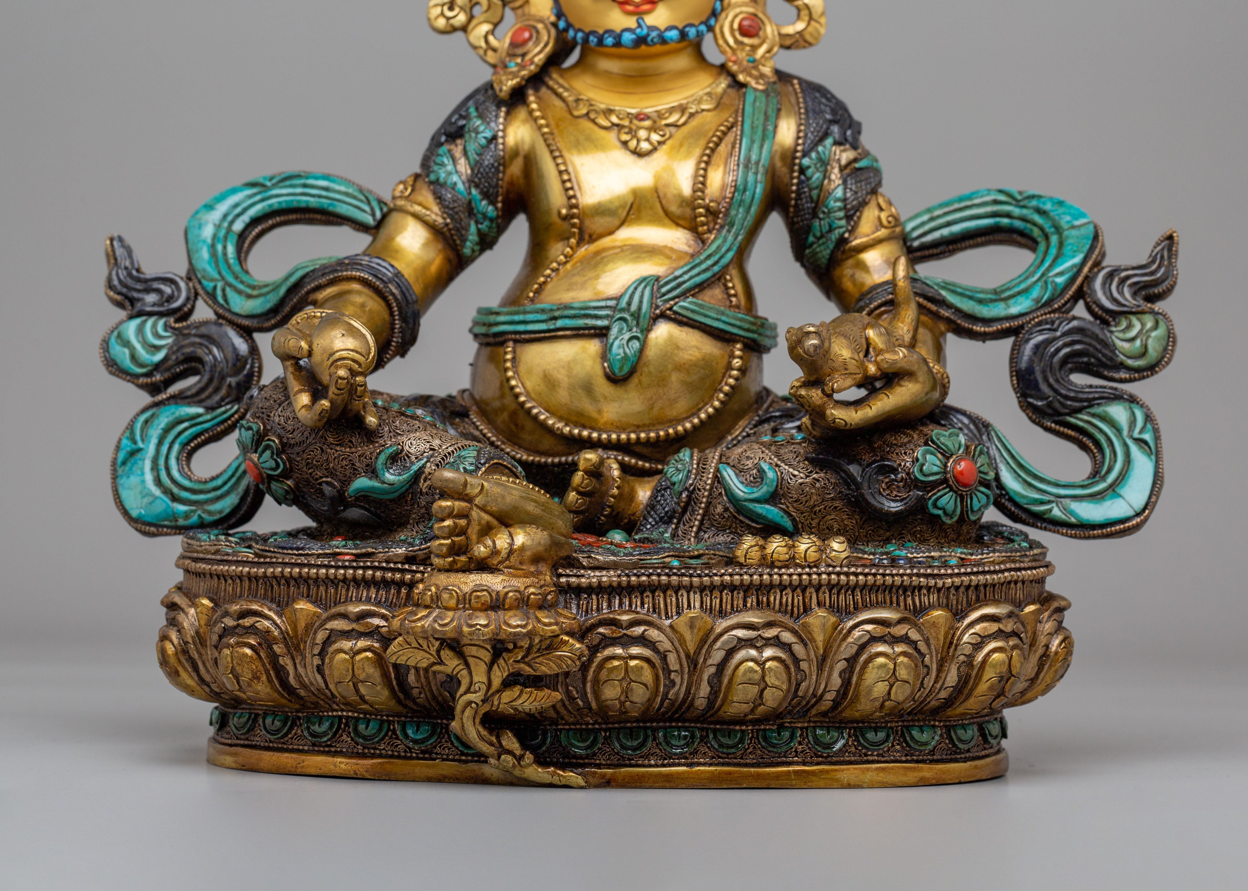 Tibetan Dzambhala Altar Statue | Prosperity and Meditation Shrine Decor