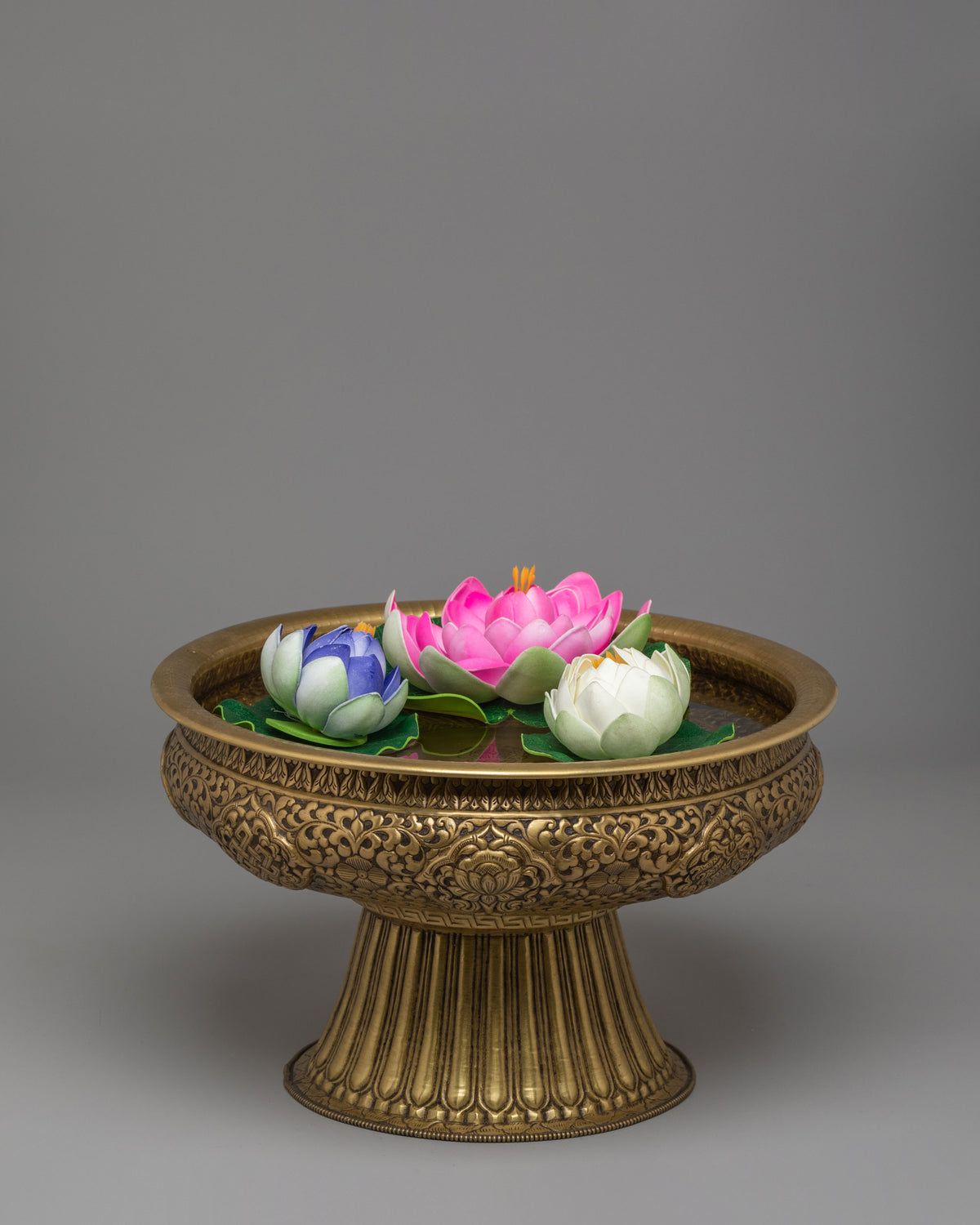 Buddhist Ritual Urli Bowl | Handcrafted Brass Flower Vessel