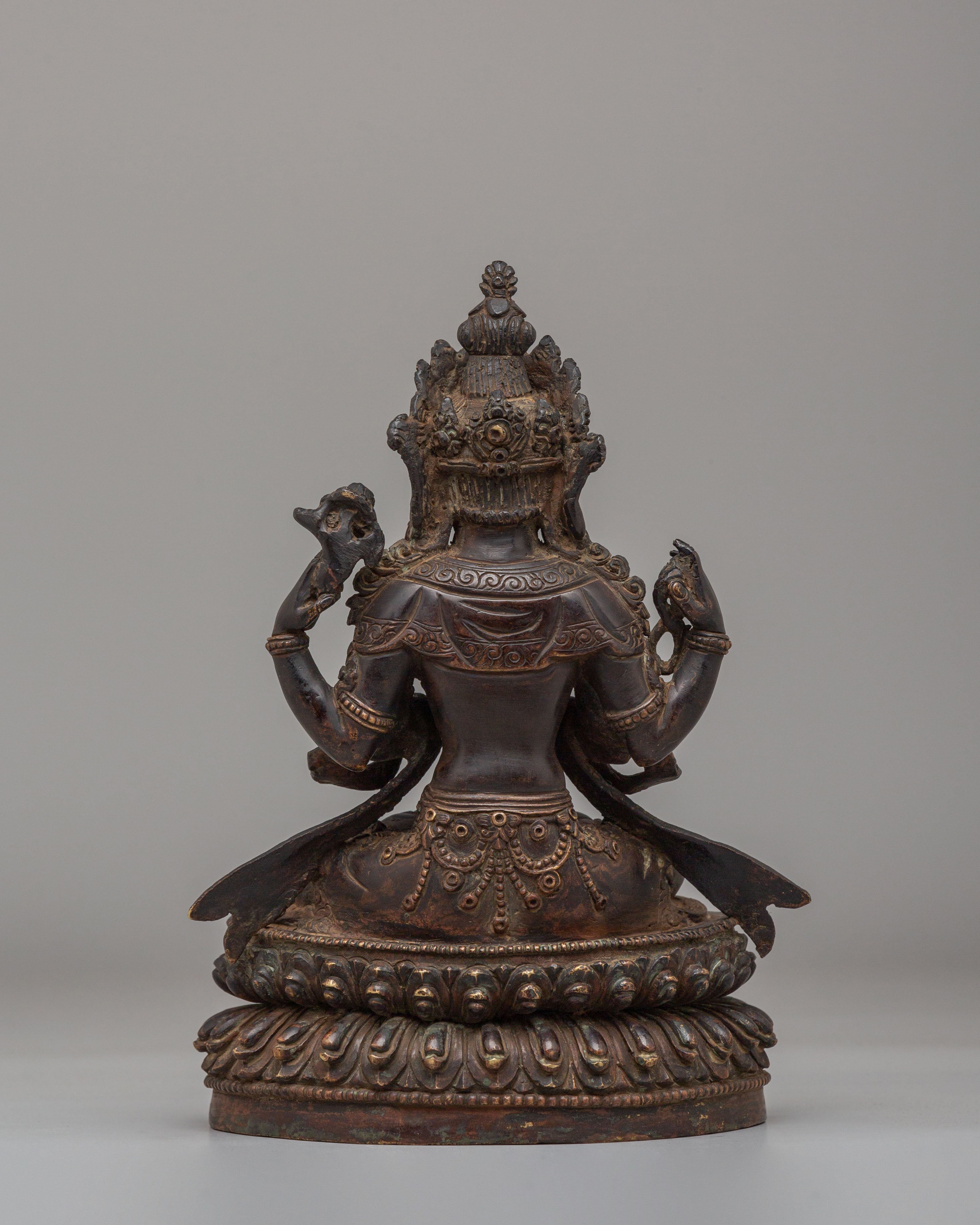Handmade Buddhist Chenrezig Sculpture | Tibetan Avalokiteshvara Artwork