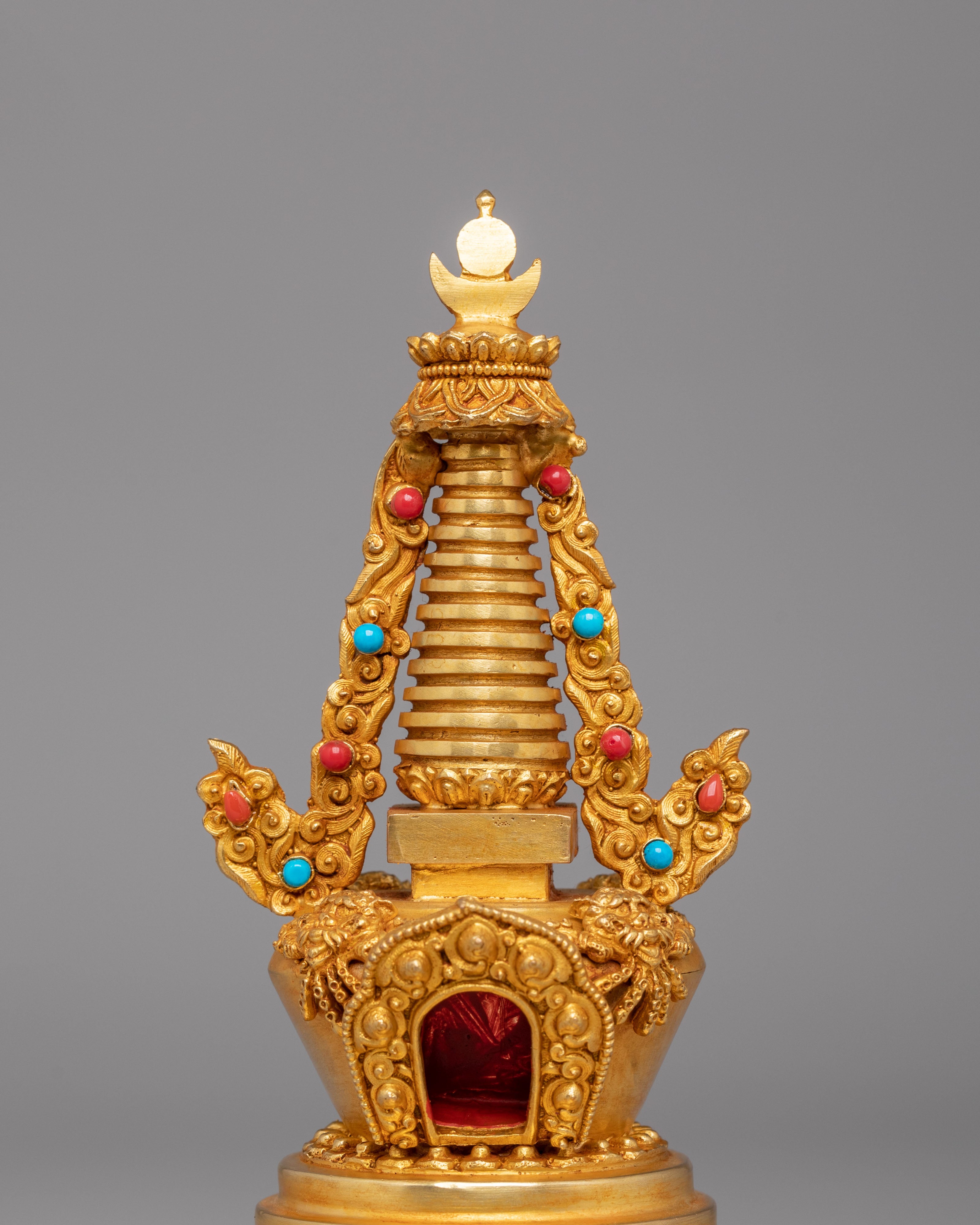 Tibetan Altar Lotus Blossom Stupa | Meditation Decor