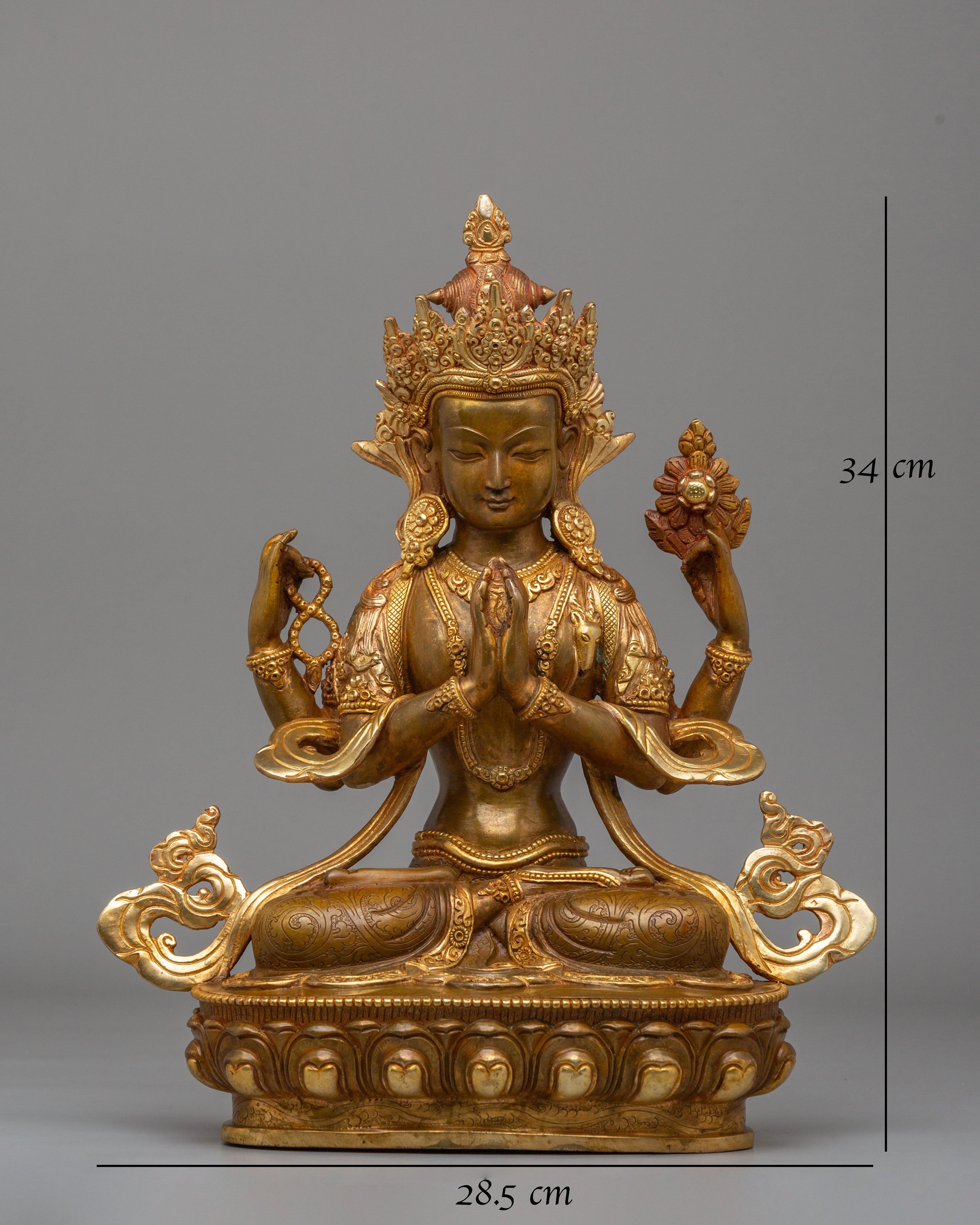 Avalokiteshvara Chenrezig Altar Statue | Bodhisattva of Infinite Compassion
