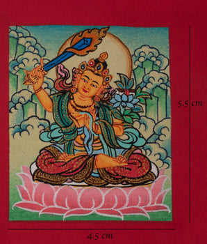 Manjushri Thangka For Locket | Sacred Artwork for Spiritual Protection