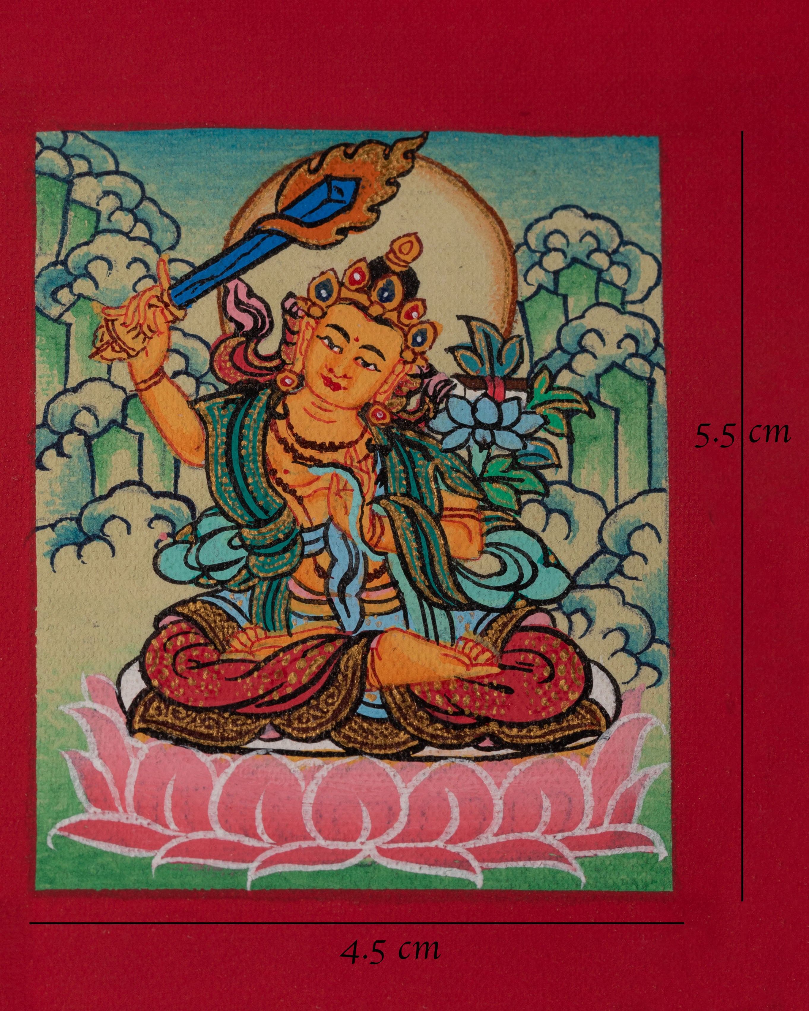 Manjushri Thangka For Locket | Sacred Artwork for Spiritual Protection