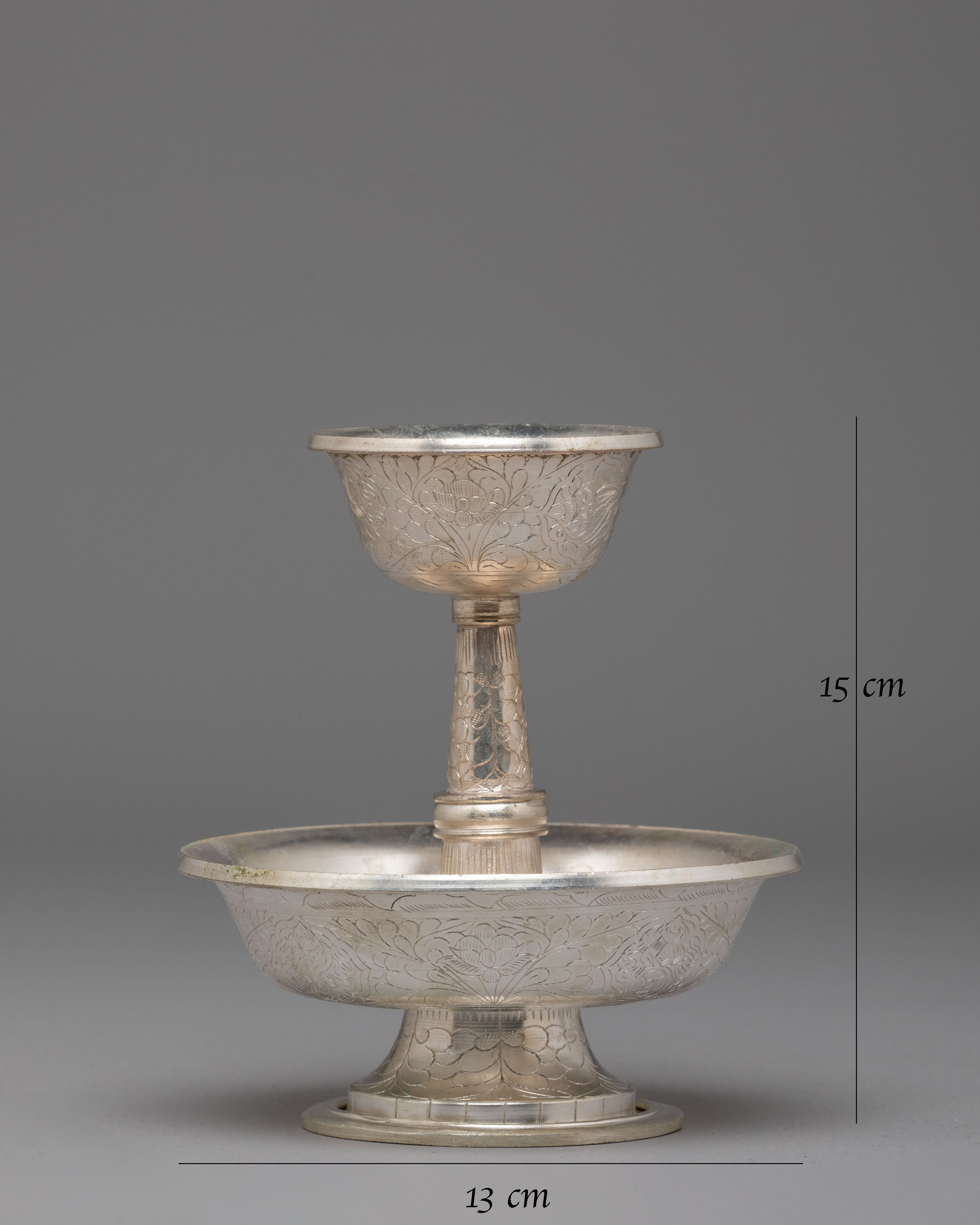 Silver Plated Serkyem Offering Set | Handcrafted Ritual Vessel for Meditation