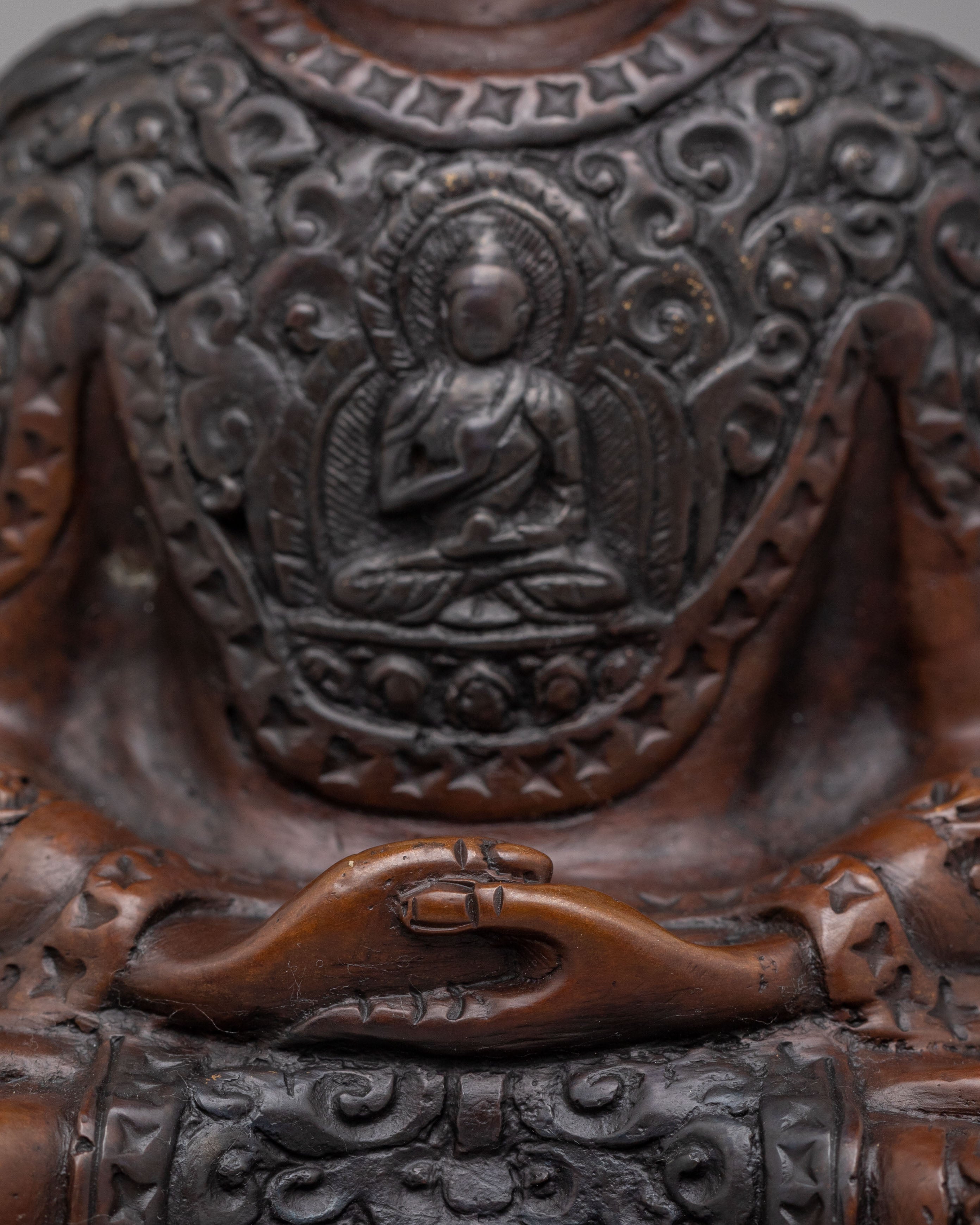 Amitabha Buddha Statue for Meditation | Oxidized Copper Buddha Figure