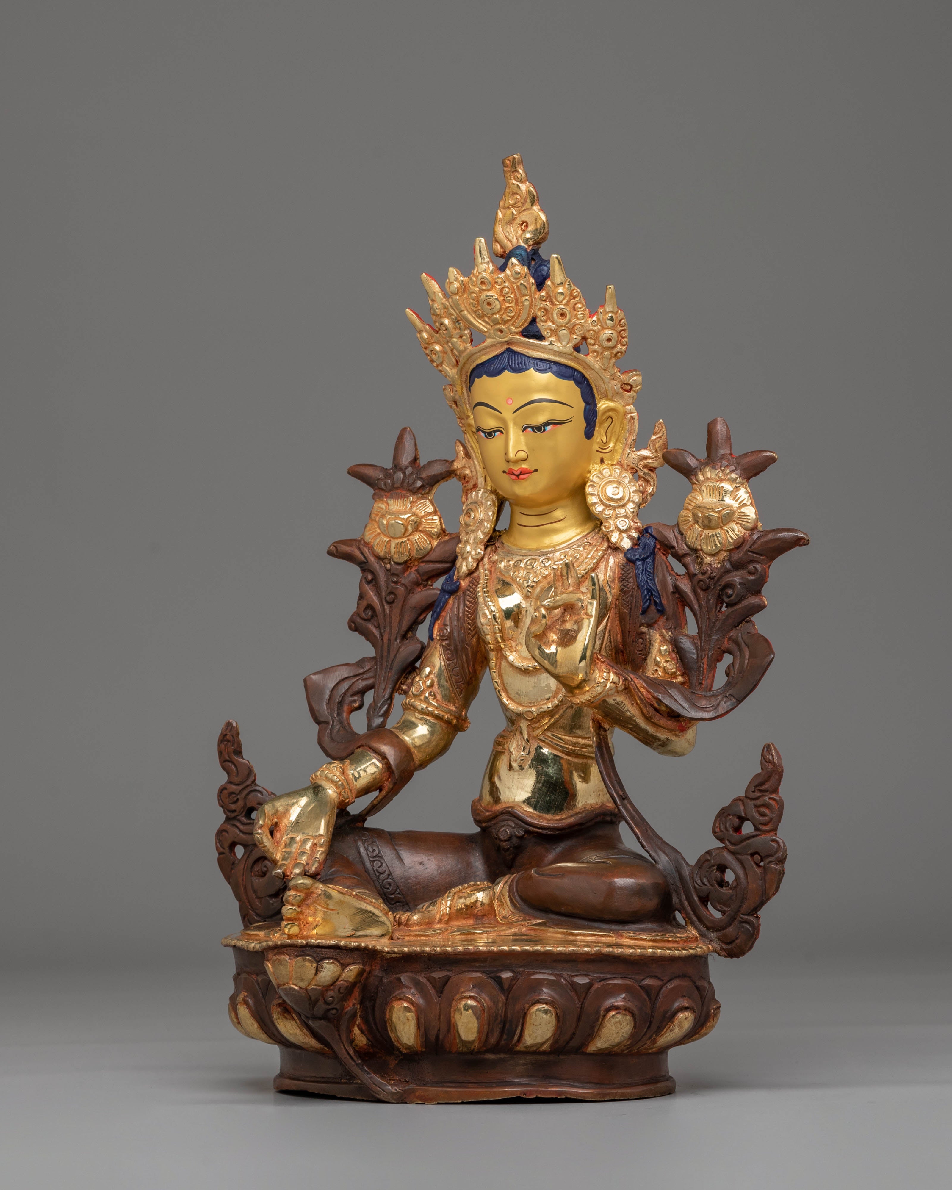 Tibetan Green Tara Protection Statue | Goddess of Compassion & Swift Action