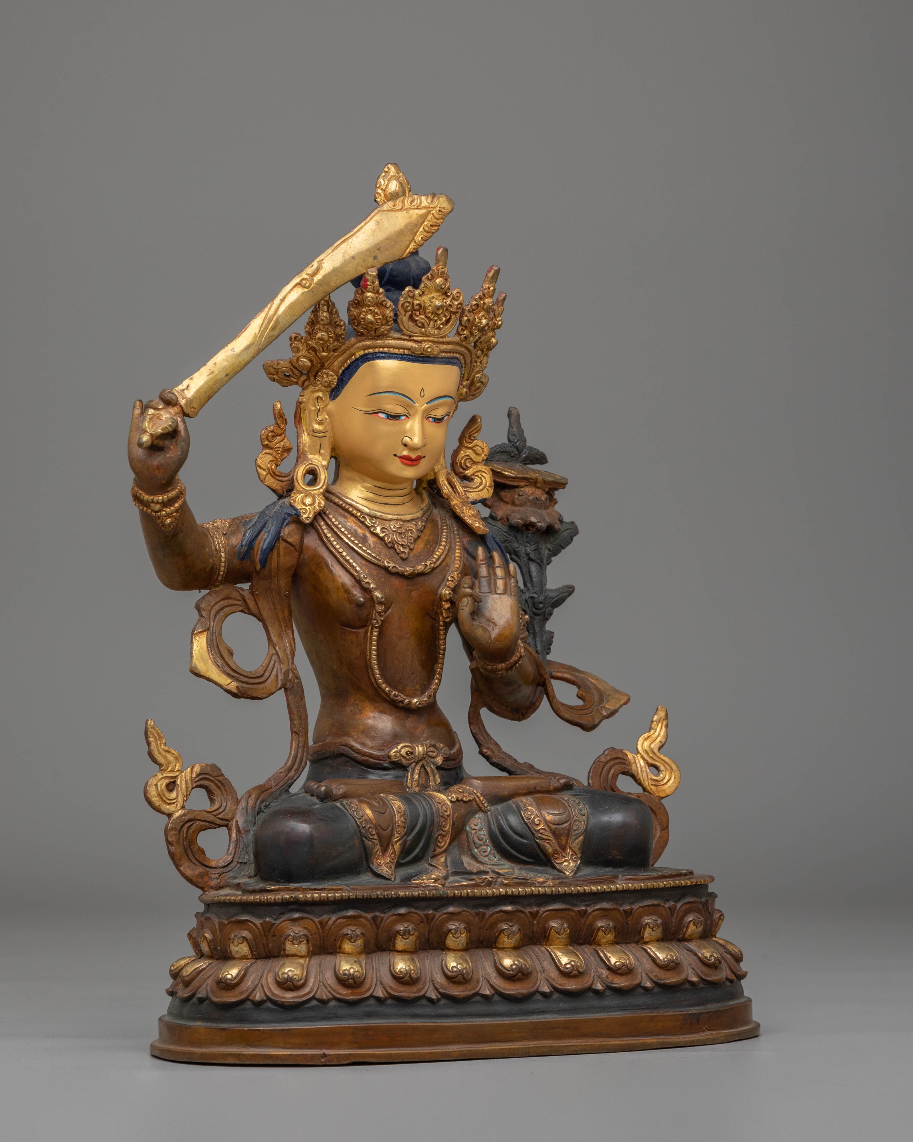 Handcrafted Manjushri Statue of Power and Wisdom | Spiritual Home Decor