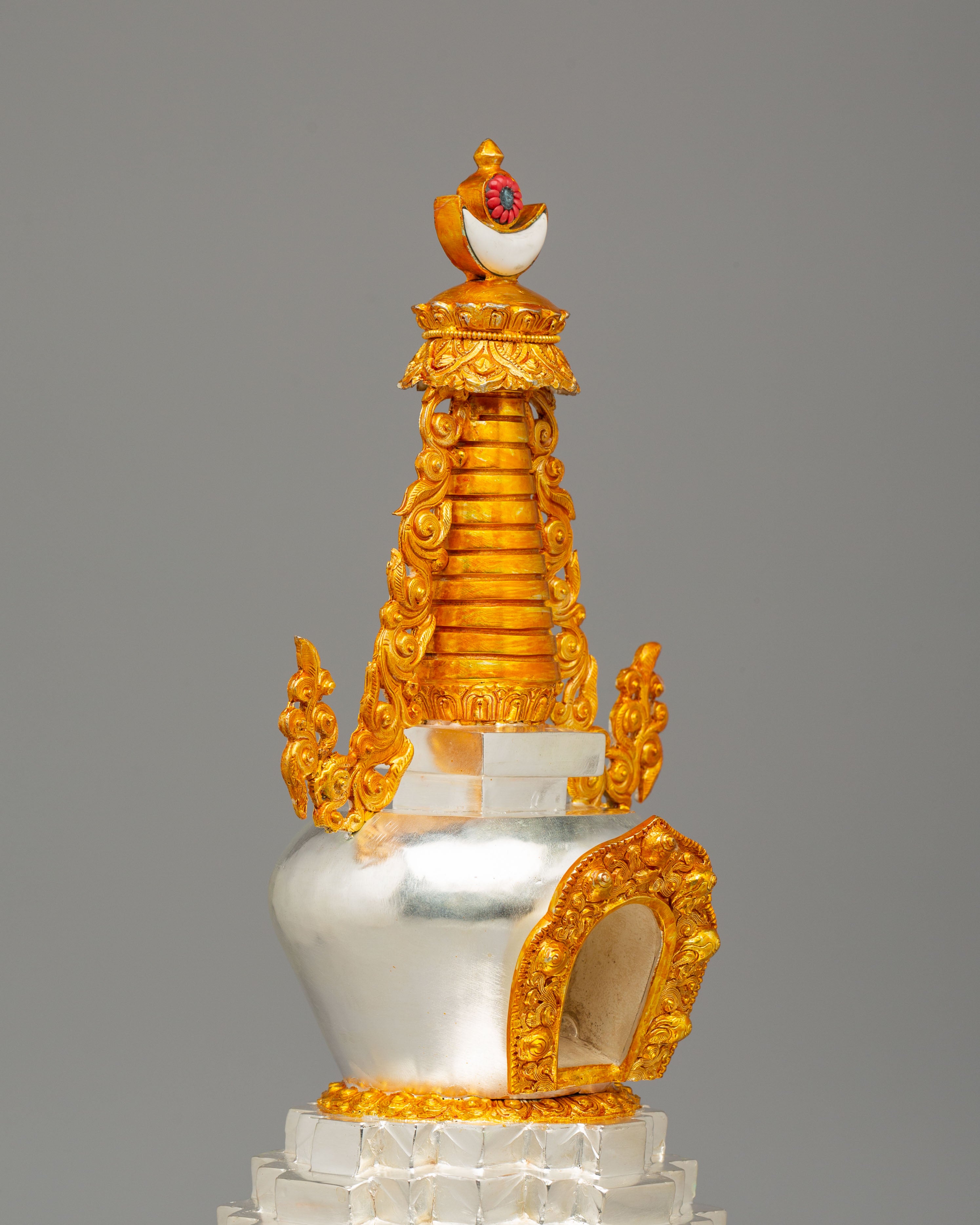 Scared Tibetan Stupa | Gold Plated Copper Stupa for Home Decor