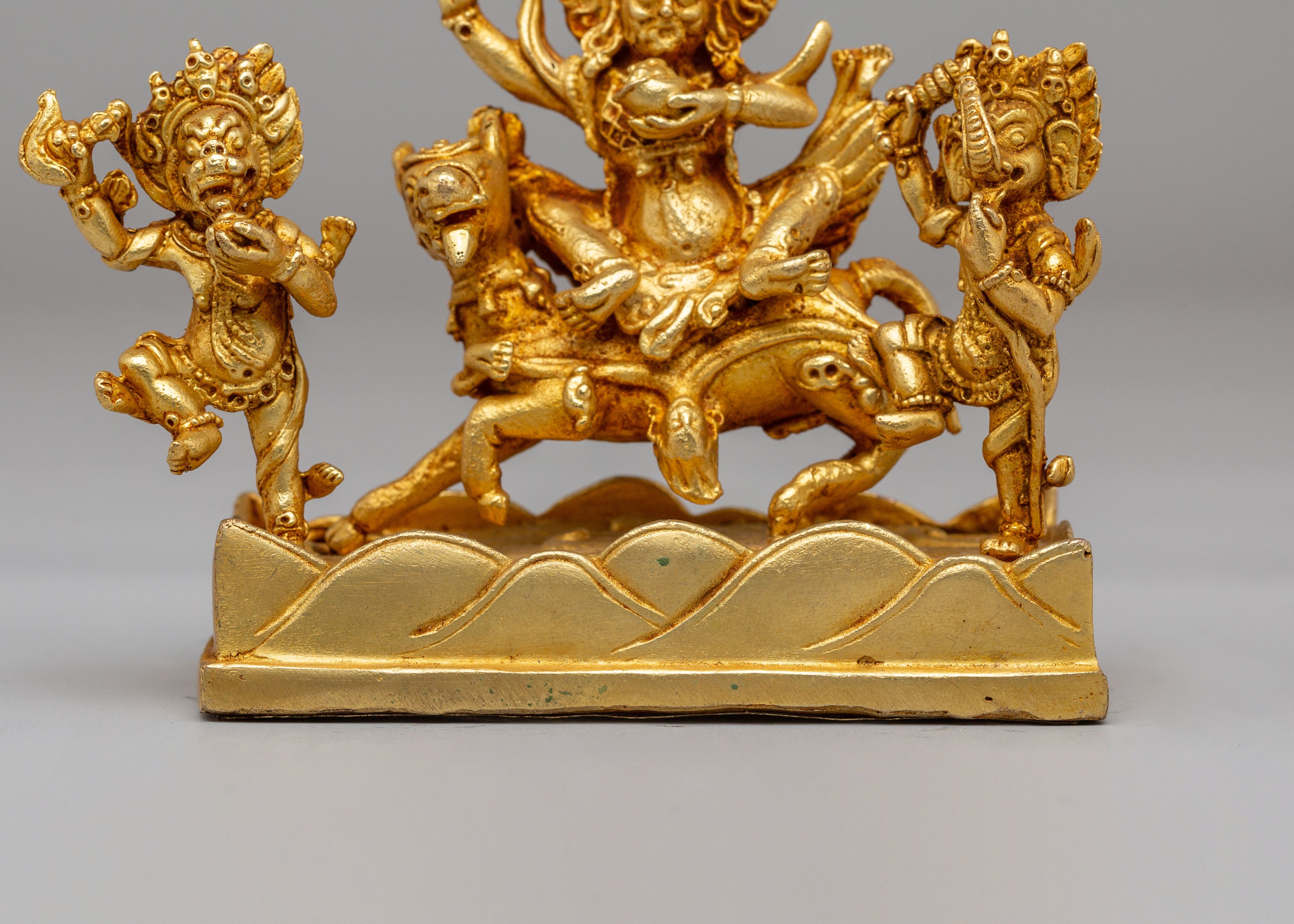 Tibetan Palden Lhamo Statue | Handcrafted Gold Plated Copper Art