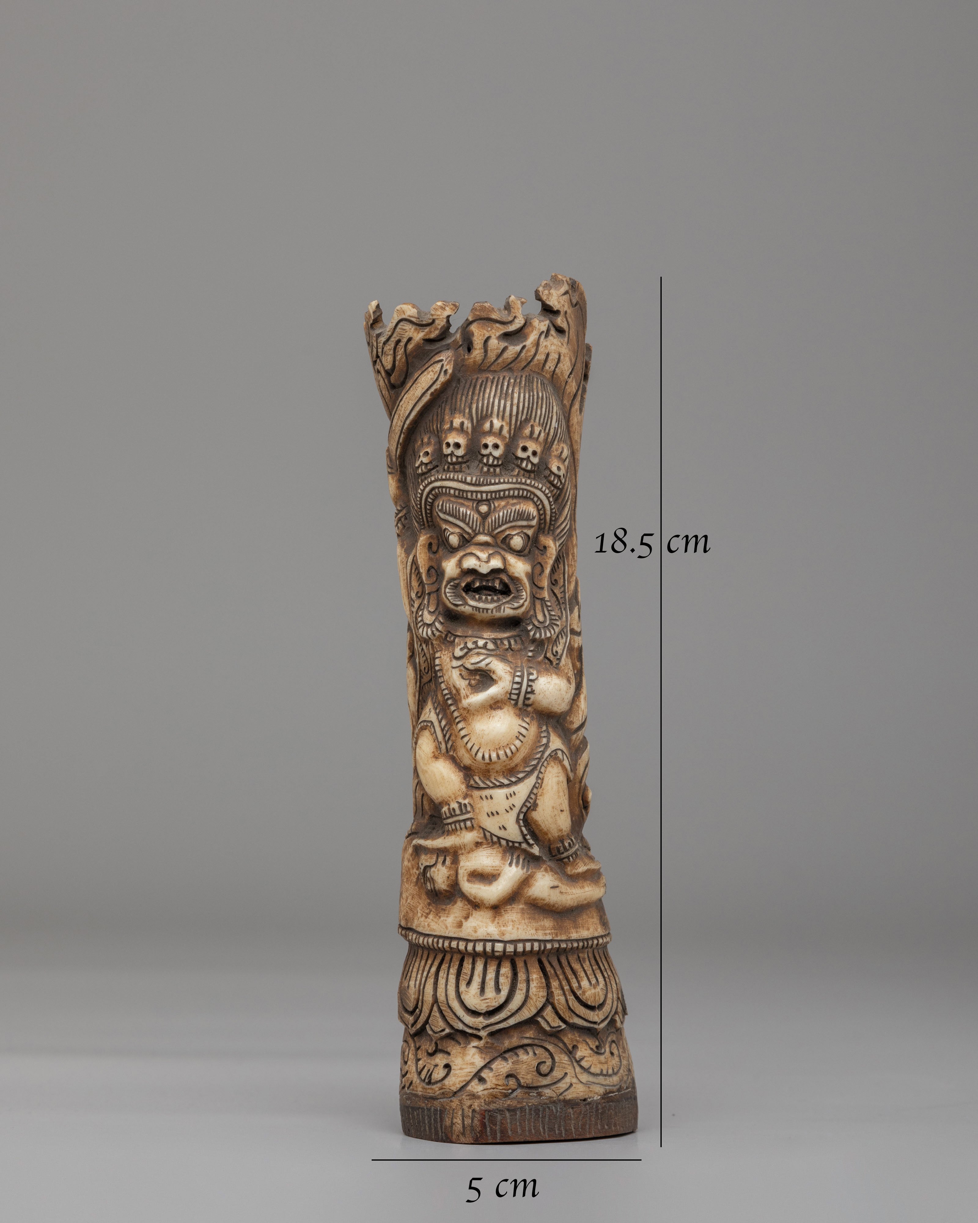 Sacred Mahakala Bone Stamp | Hand Carved Buffalo Bone Decor