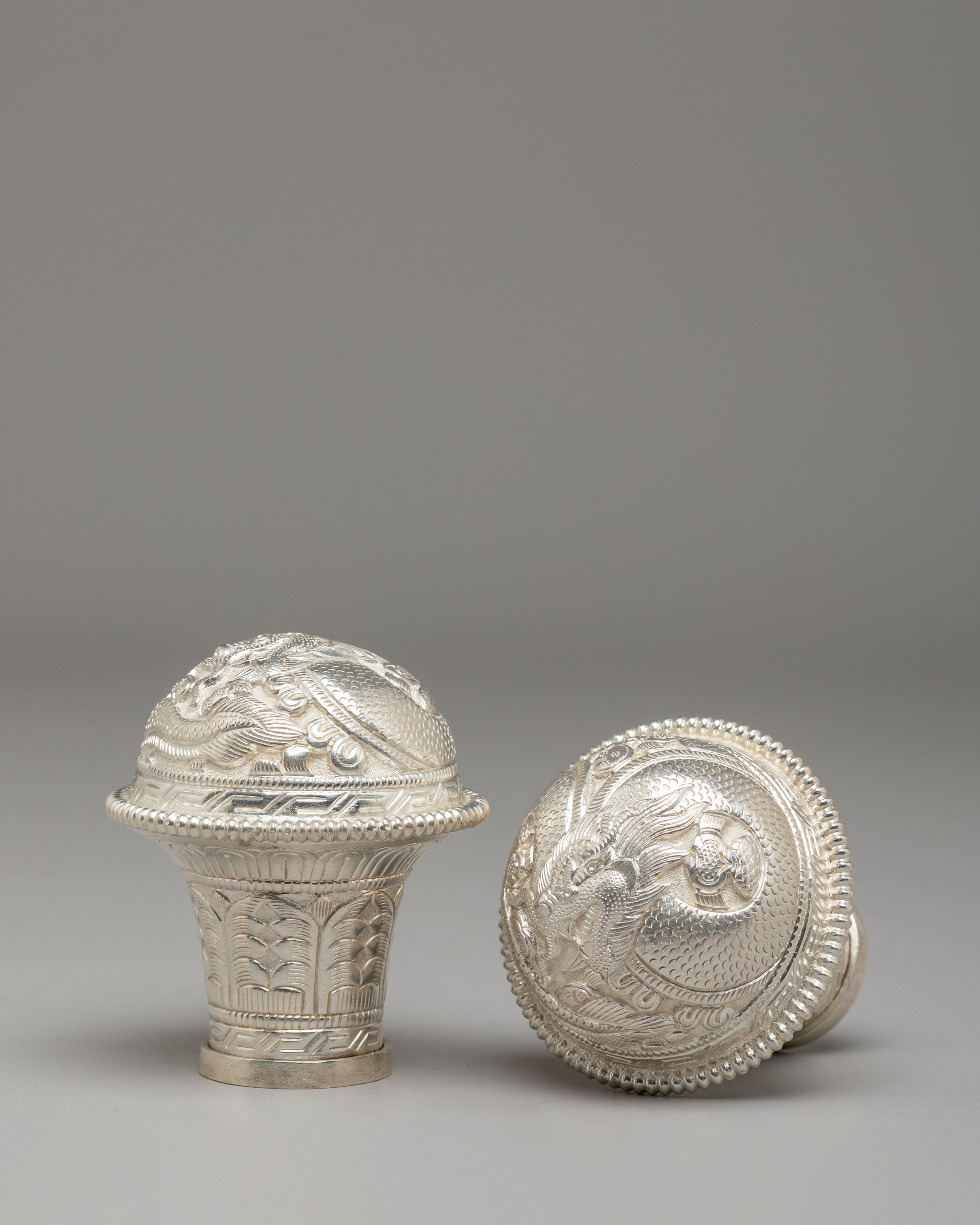 Silver Brocade Stick Cap | Sacred Silver Ritual Accessories
