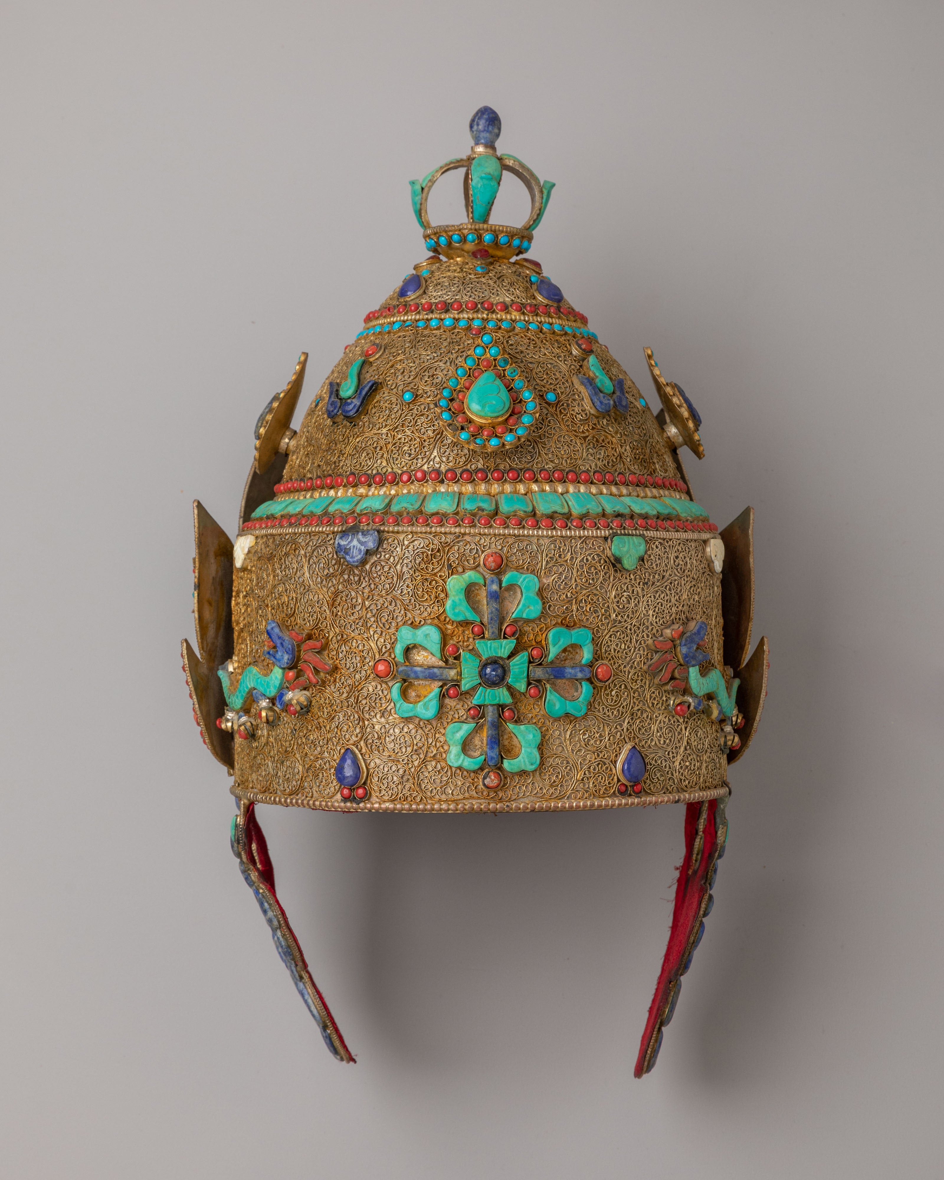 Himalayan Ceremonial Crown | Tibetan Ritual Headpiece for Monks and Spiritual Leaders