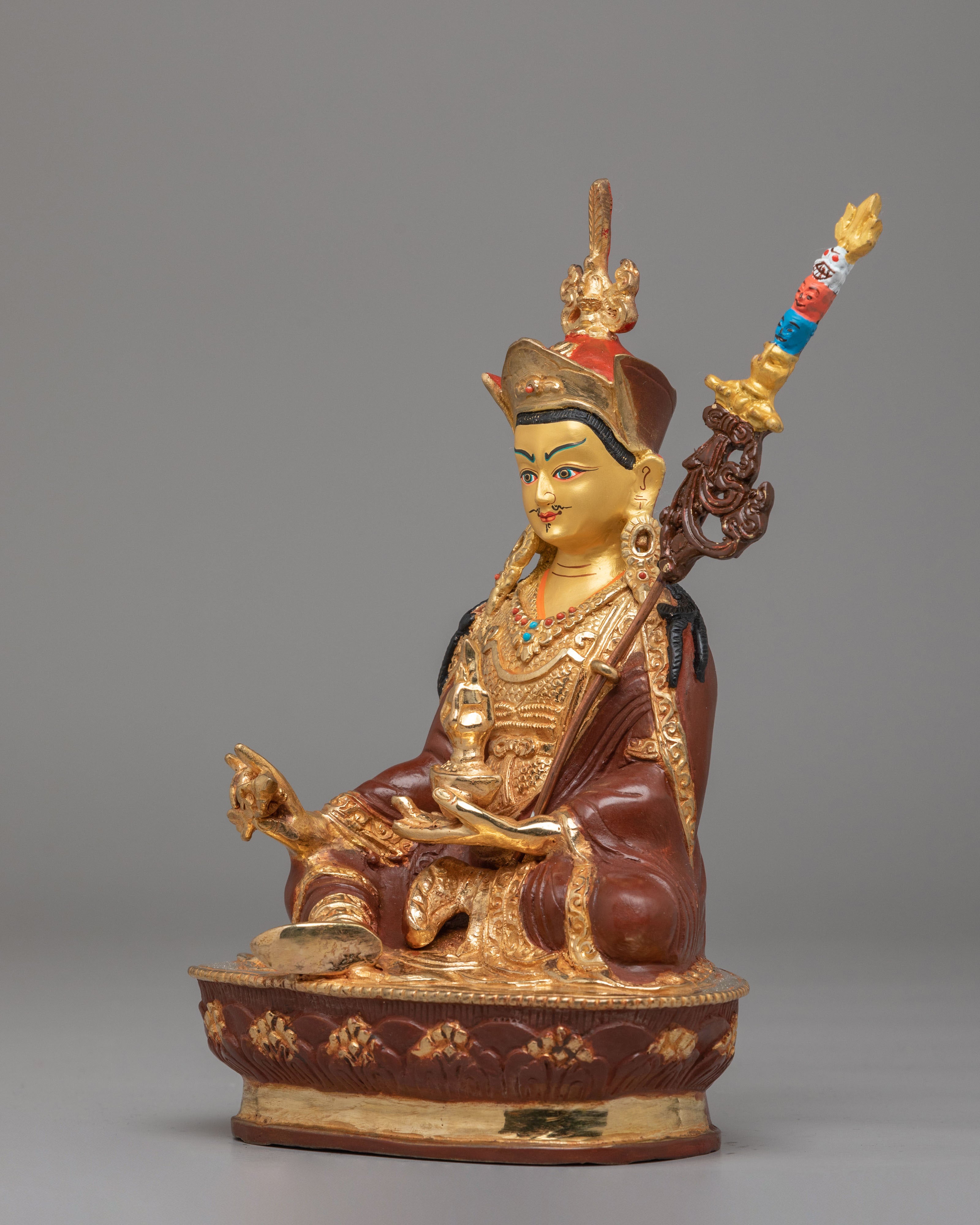 Buddhist Protector Guru Rinpoche Statue | 24K Gold Gilded Tibetan Art