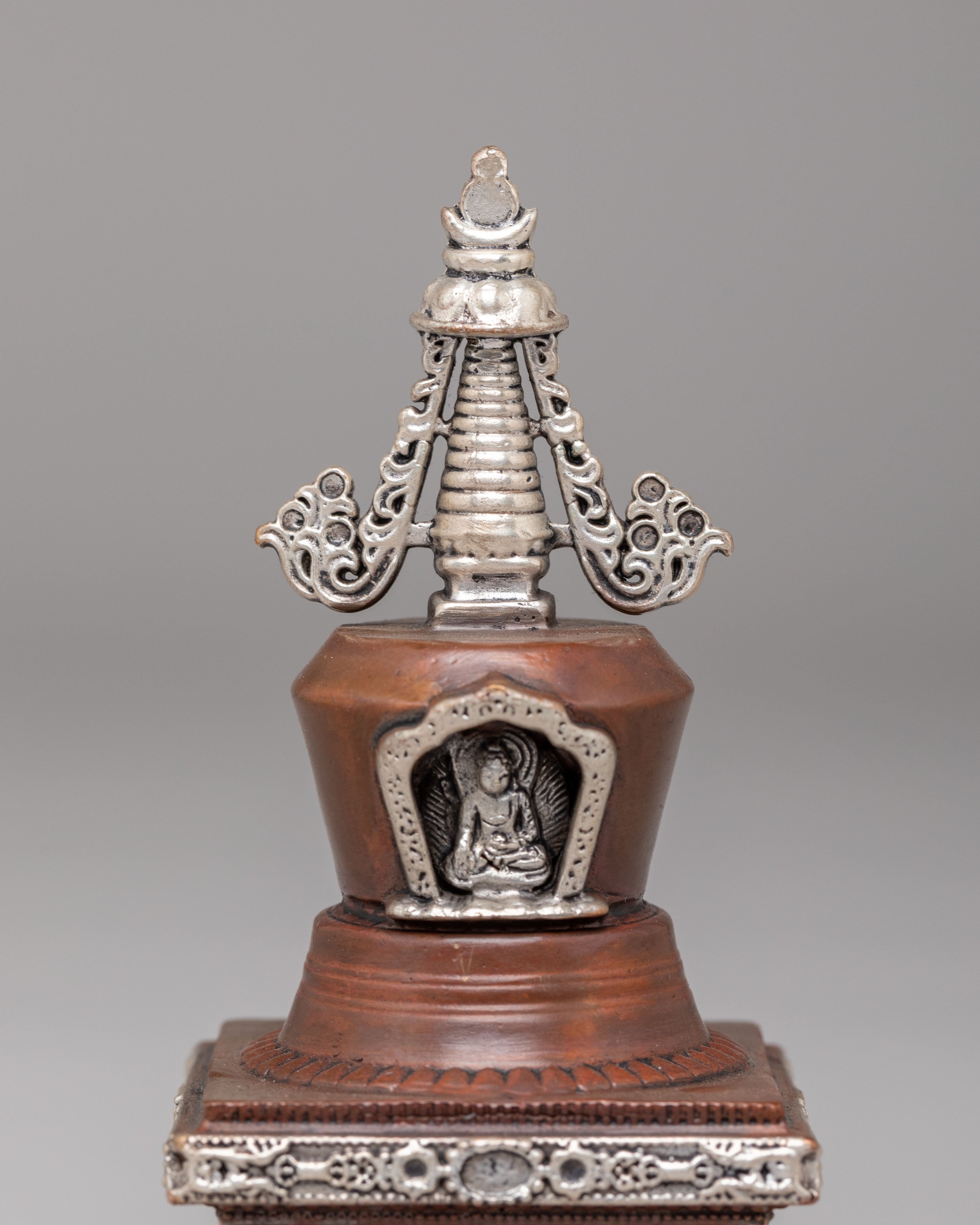 Handcrafted Altar Parinirvana Stupa | Sacred Tibetan Art