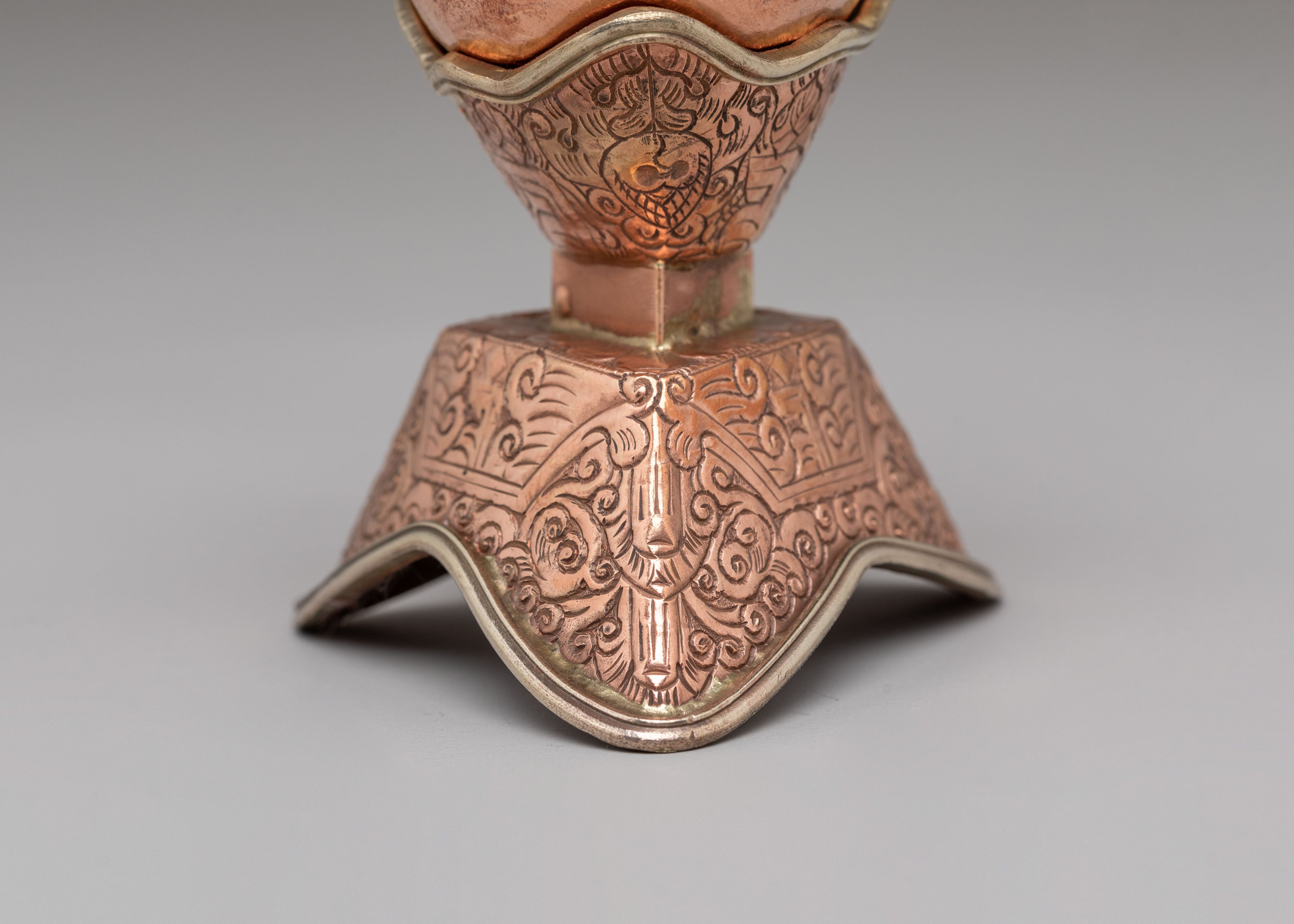 Handcrafted Kapala Ritual Tool | Tibetan Copper Skull Bowl