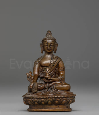 Oxidized Copper Statue of Medicine Buddha