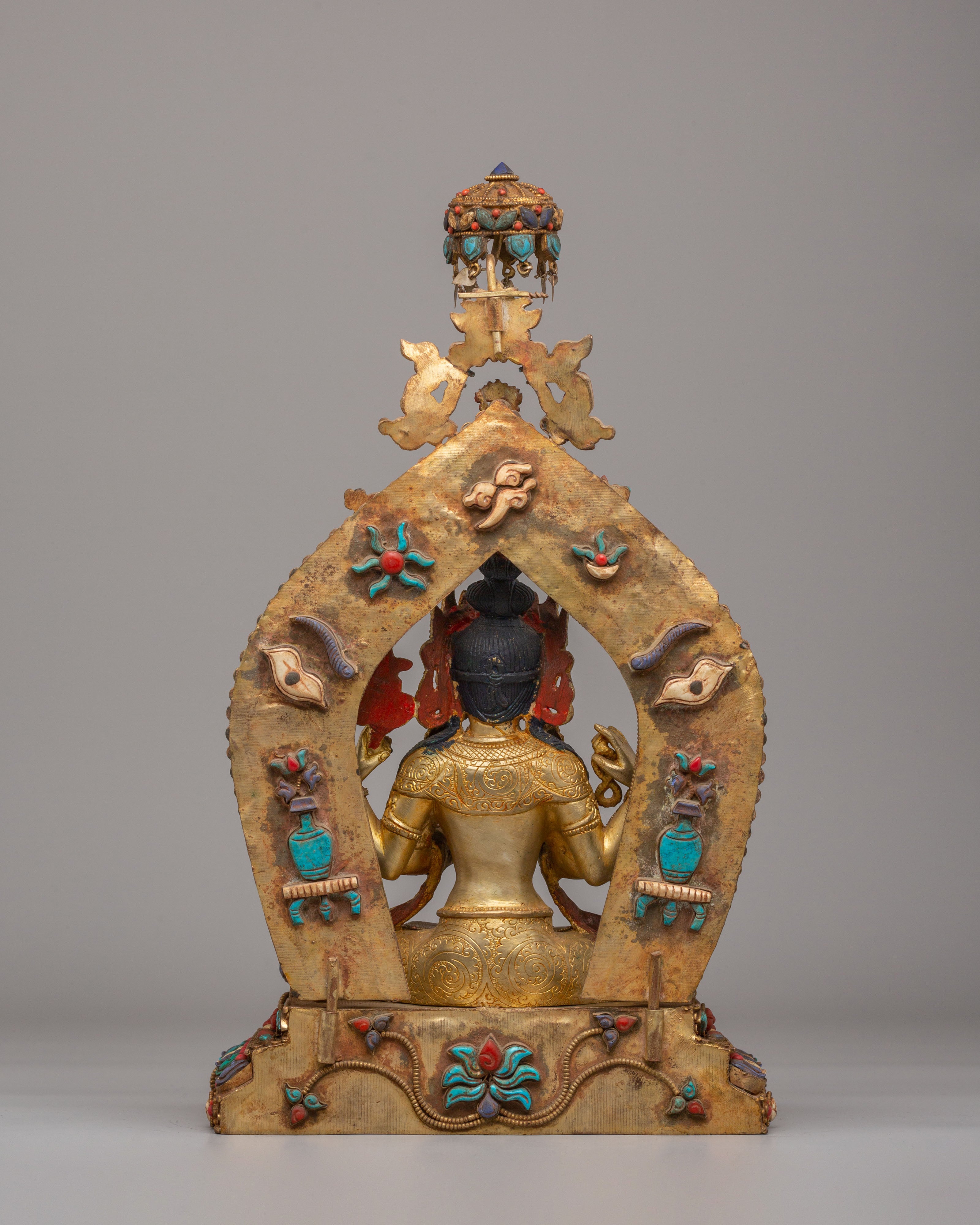 Handmade Chenrezig Statue on Throne | Tibetan Bodhisattva Statue