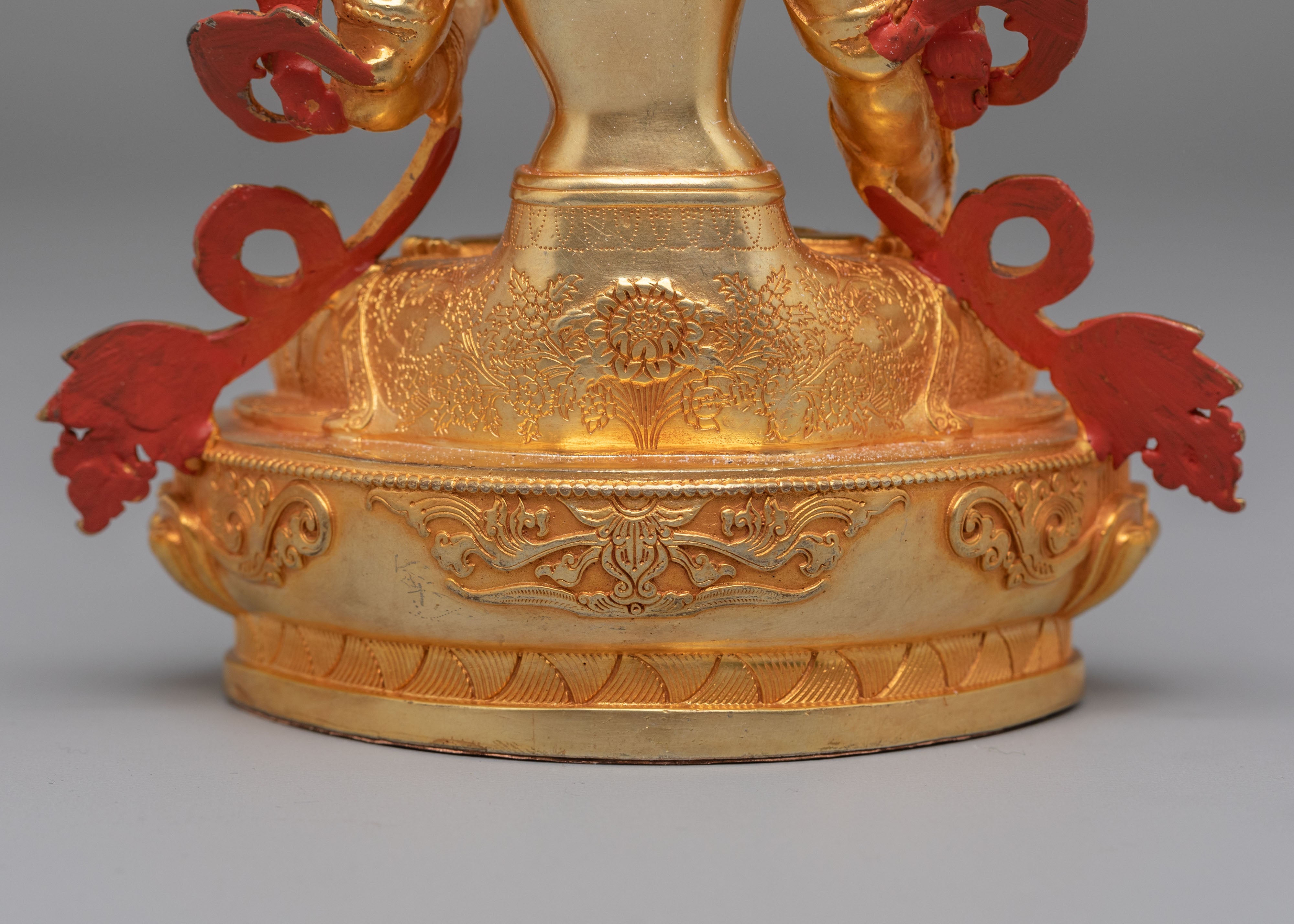 Himalayan White Tara Figurine | 24K Gold Plated Sculpture