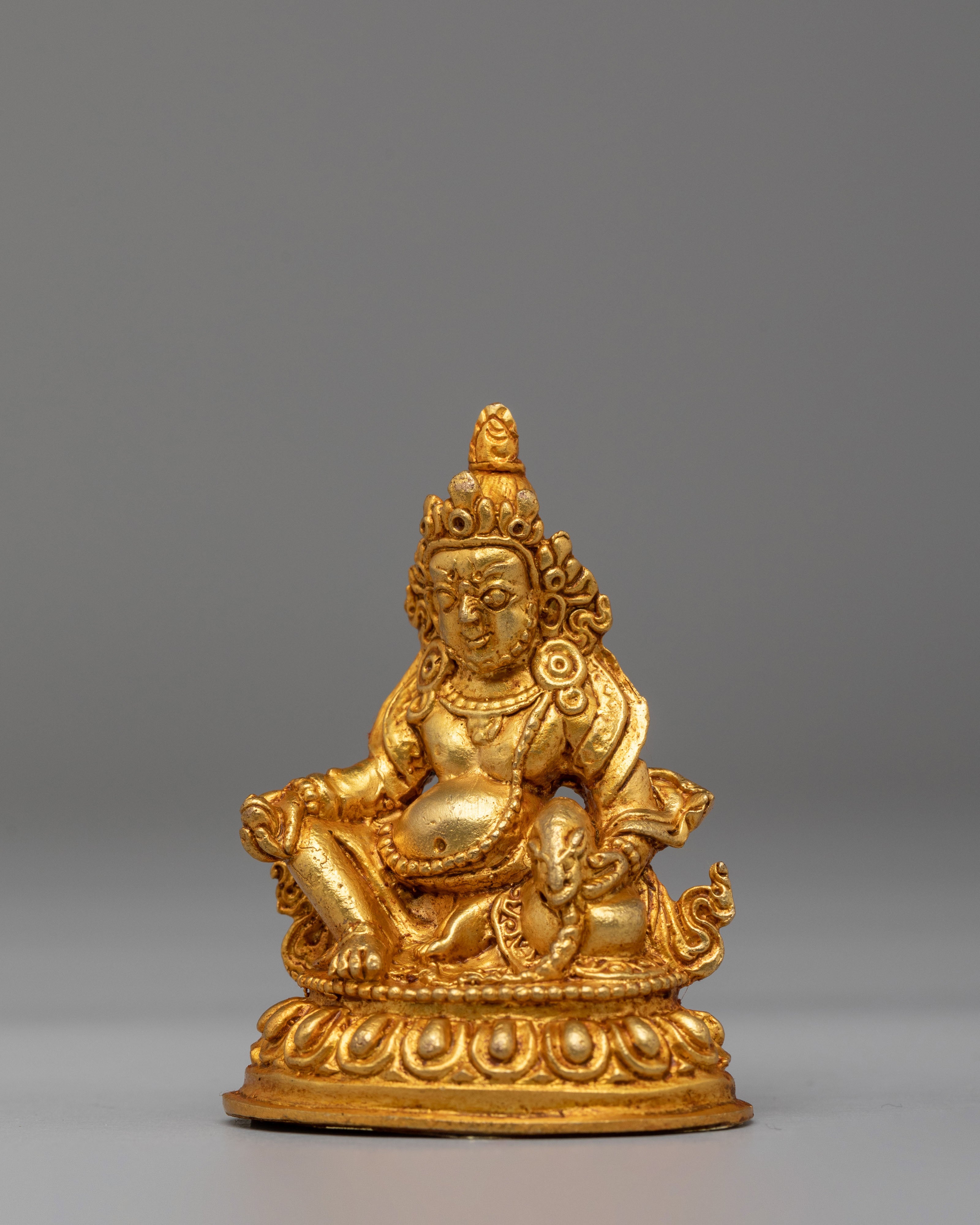 Dzambhala Wealth Deity Altar Statue | Gold-Plated Copper Statue