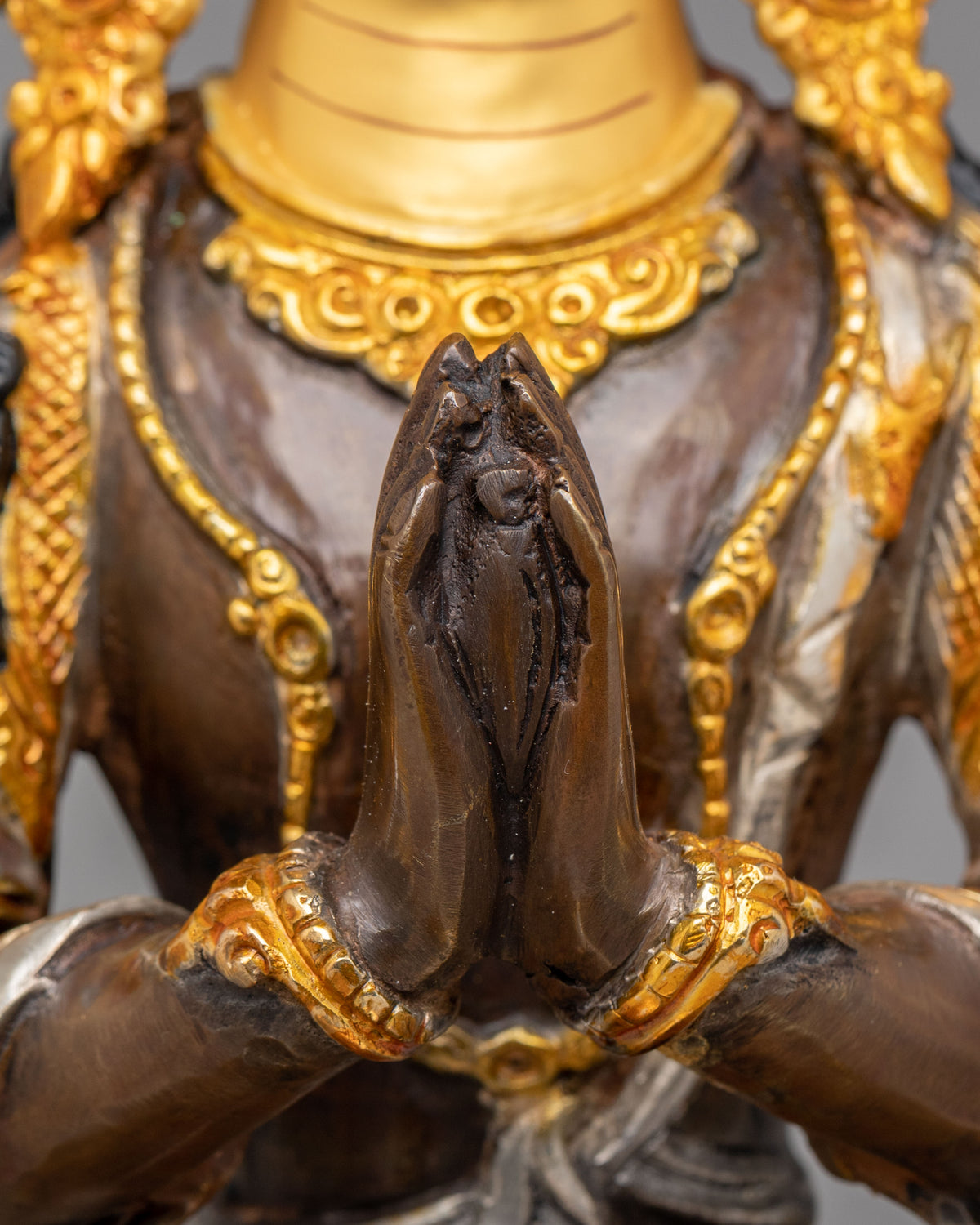 Spiritual Four-Armed Chenrezig Statue | Gold Plated Avalokiteshvara Buddhist Sculpture