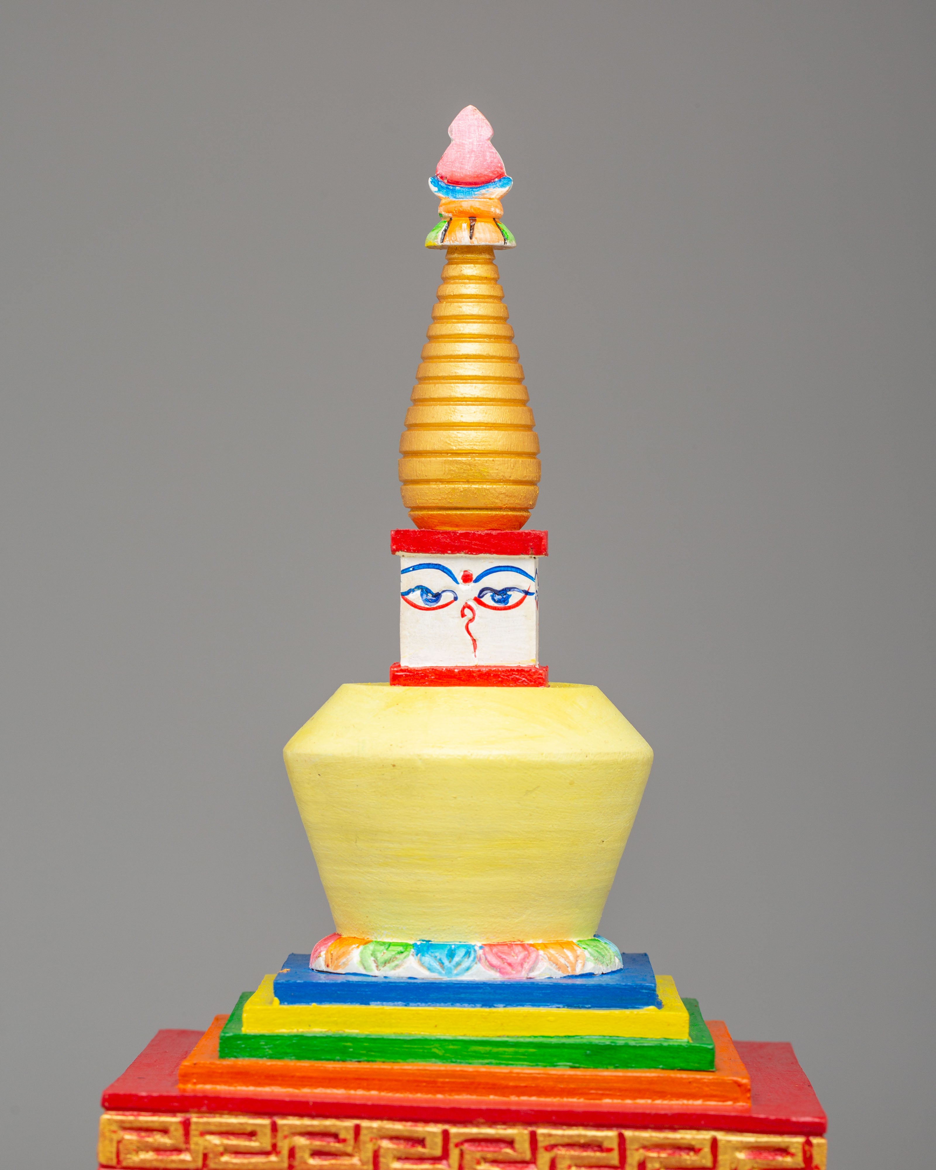 Sacred Enlightenment Stupa | Handcrafted Wooden Stupa for Meditation