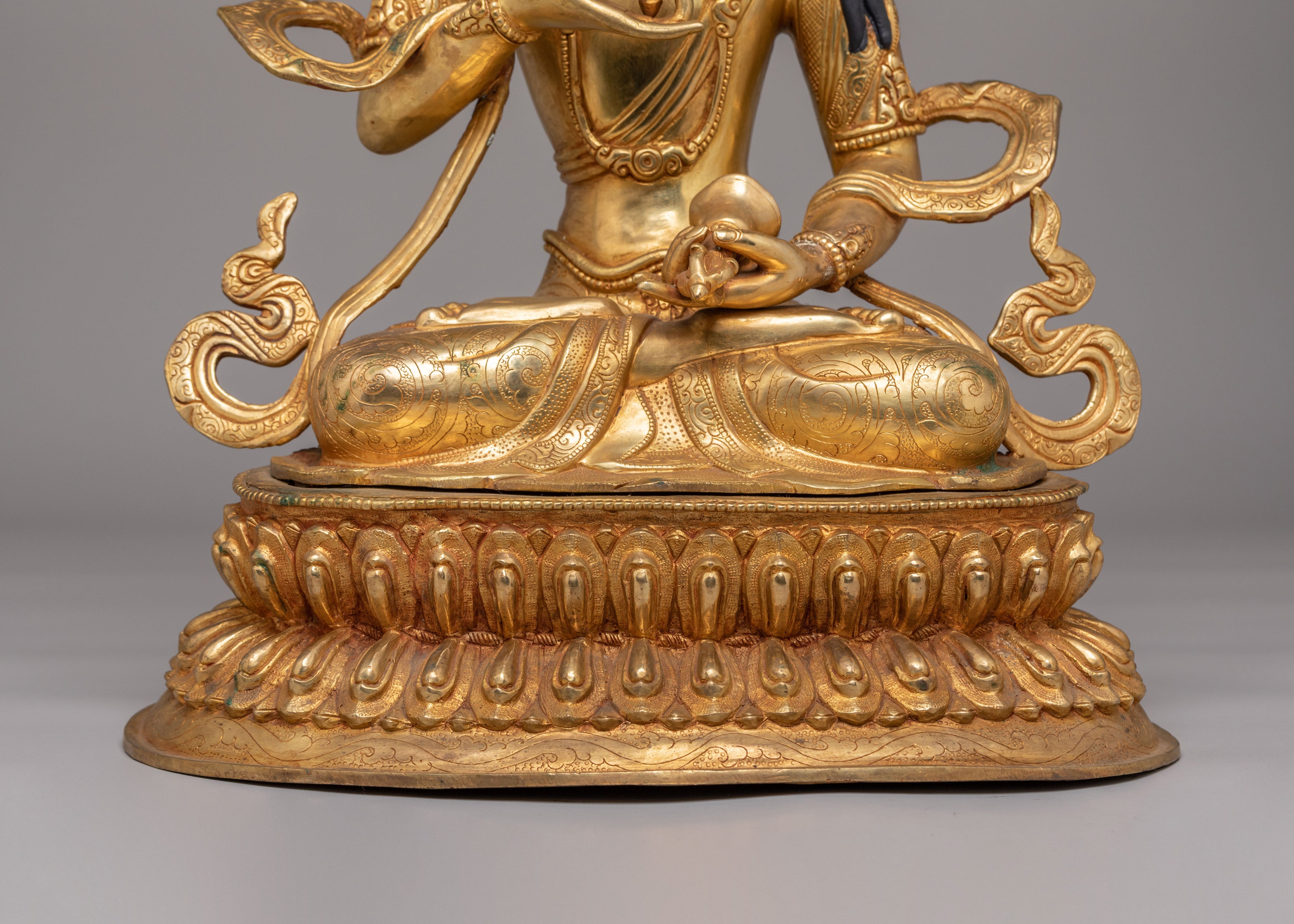Tibetan Altar Vajrasattva Statue | 24K Gold Plated Buddhist Altar Decor