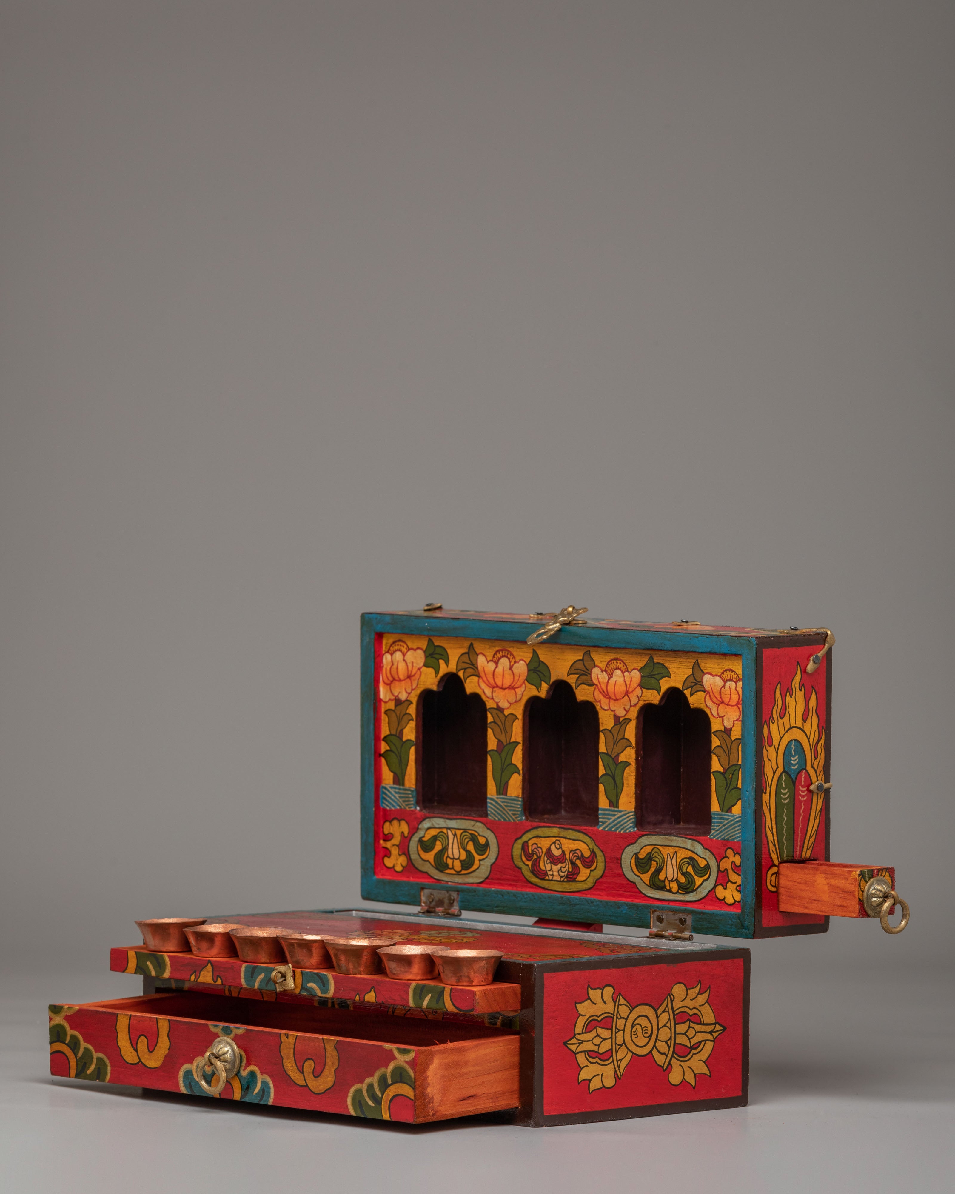 Spiritual Altar Box with Statue | Sacred Decor for Meditation & Rituals