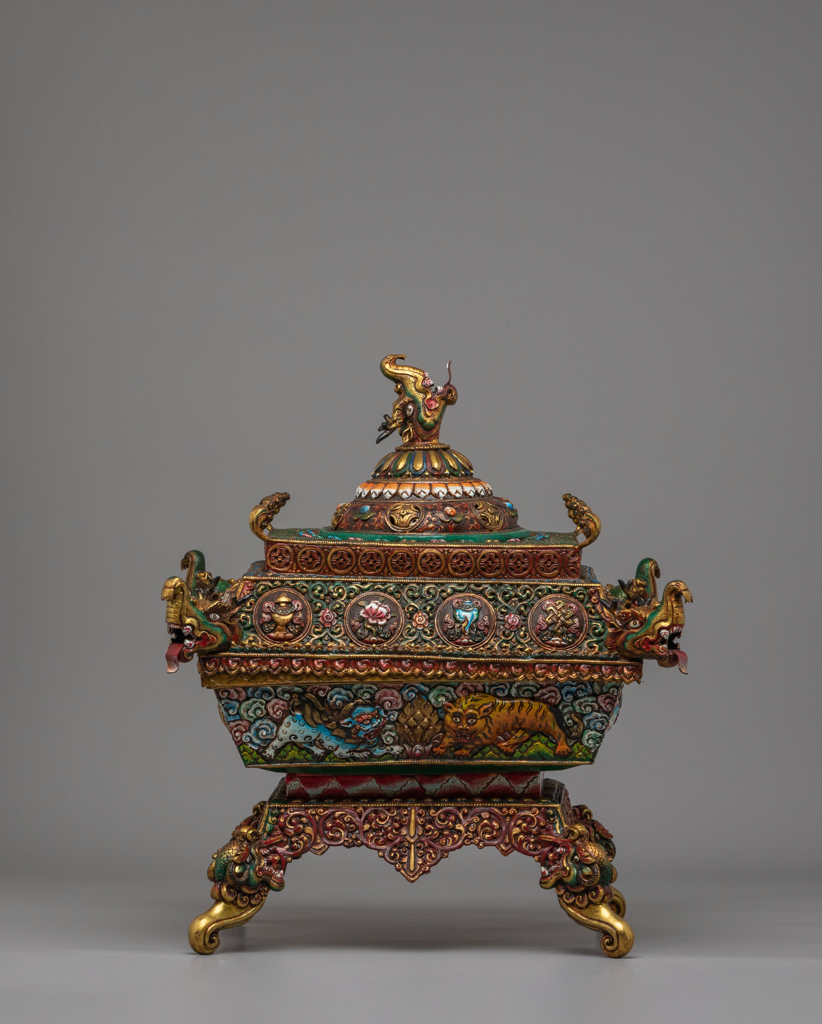 Handcrafted Ceremonial Incense Burner | Gold and Acrylic Color