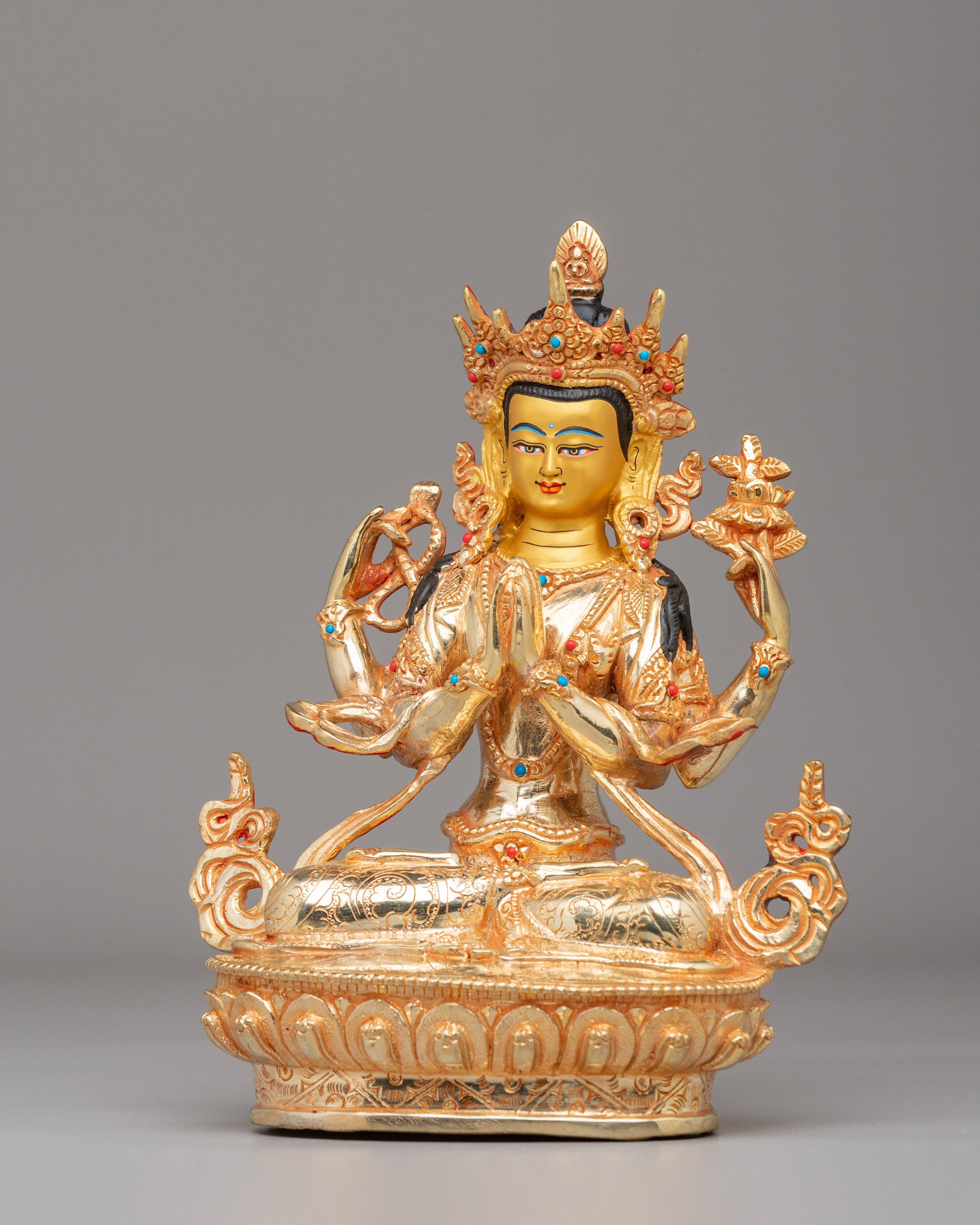 Golden Chenrezig Statue | Tibetan Art