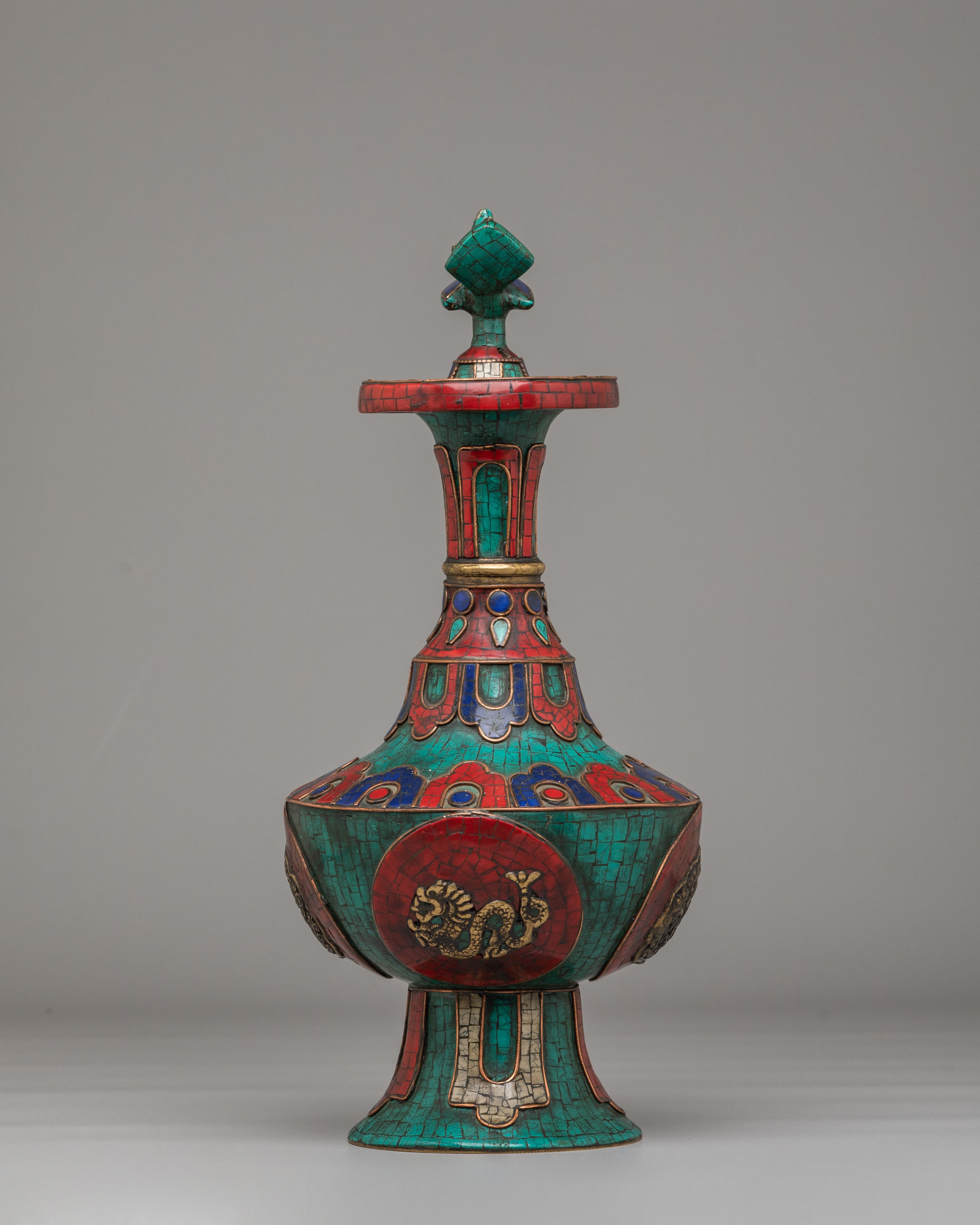 Sacred Tibetan Teapot With Bird Design | Handcrafted Copper Pot