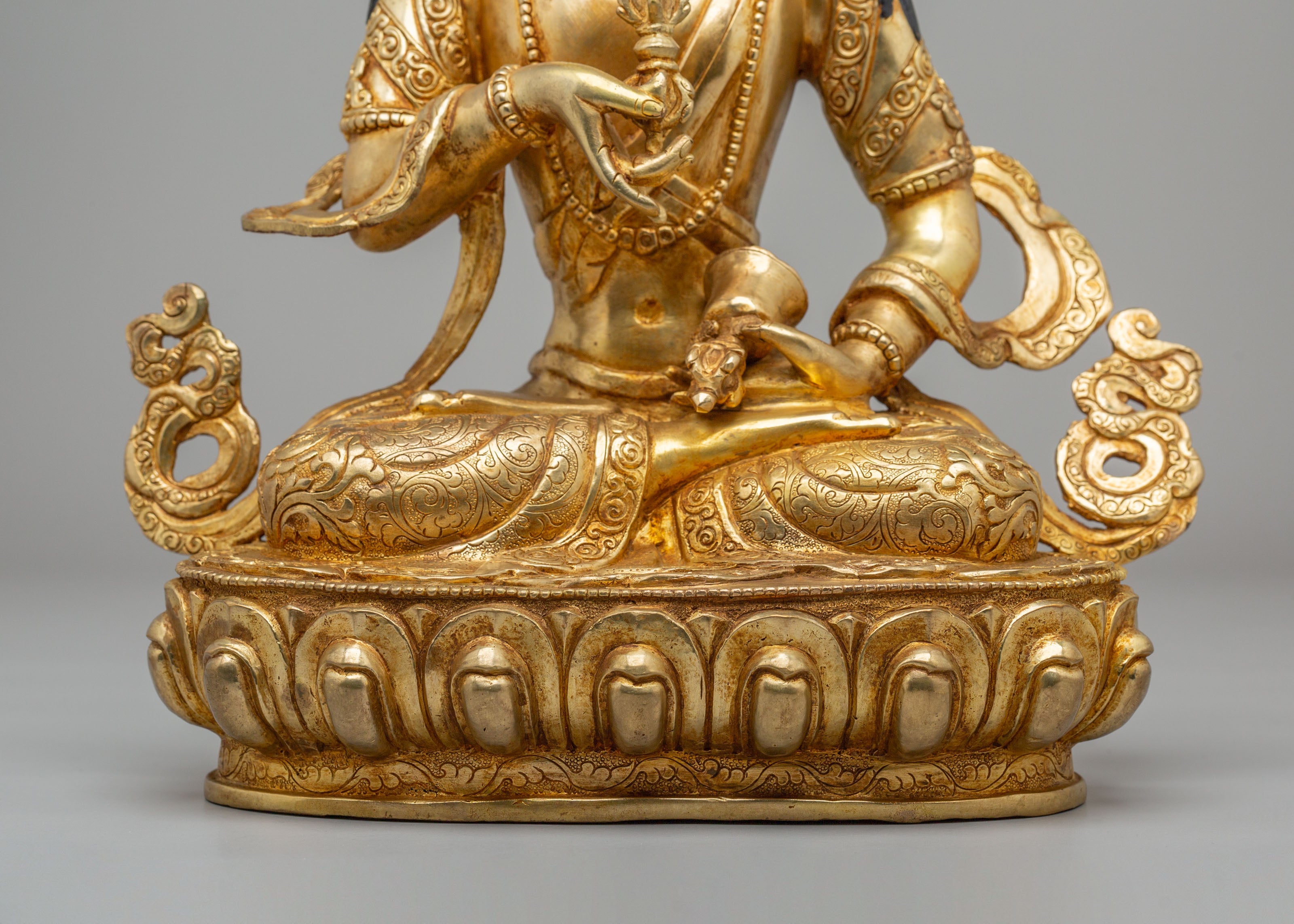 Tibetan Buddhist Vajrasattva Statue | 24K Gold Plated Copper Sculpture